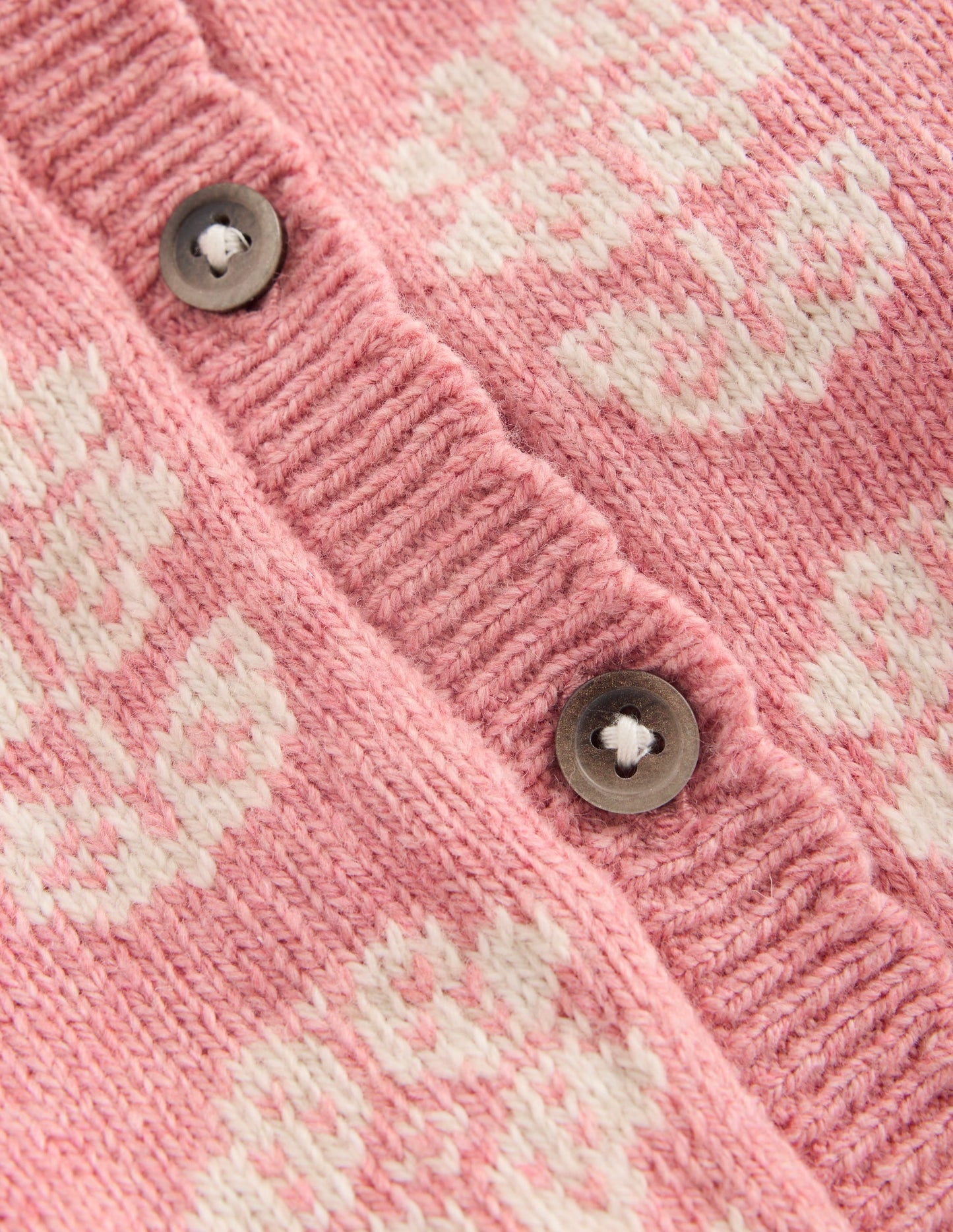 Fair Isle Cardigan-Pink Heather Marl