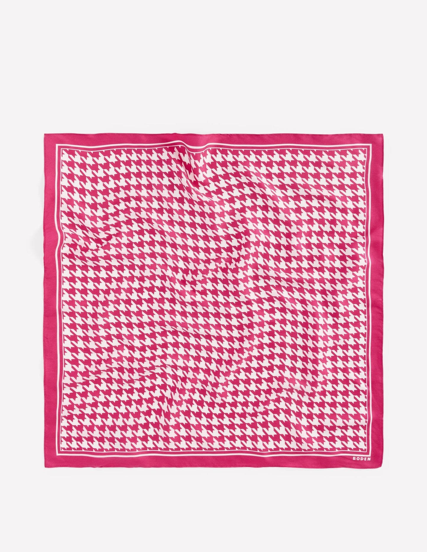 Elisabeth Silk Square Scarf-Pink Peony, Houndstooth