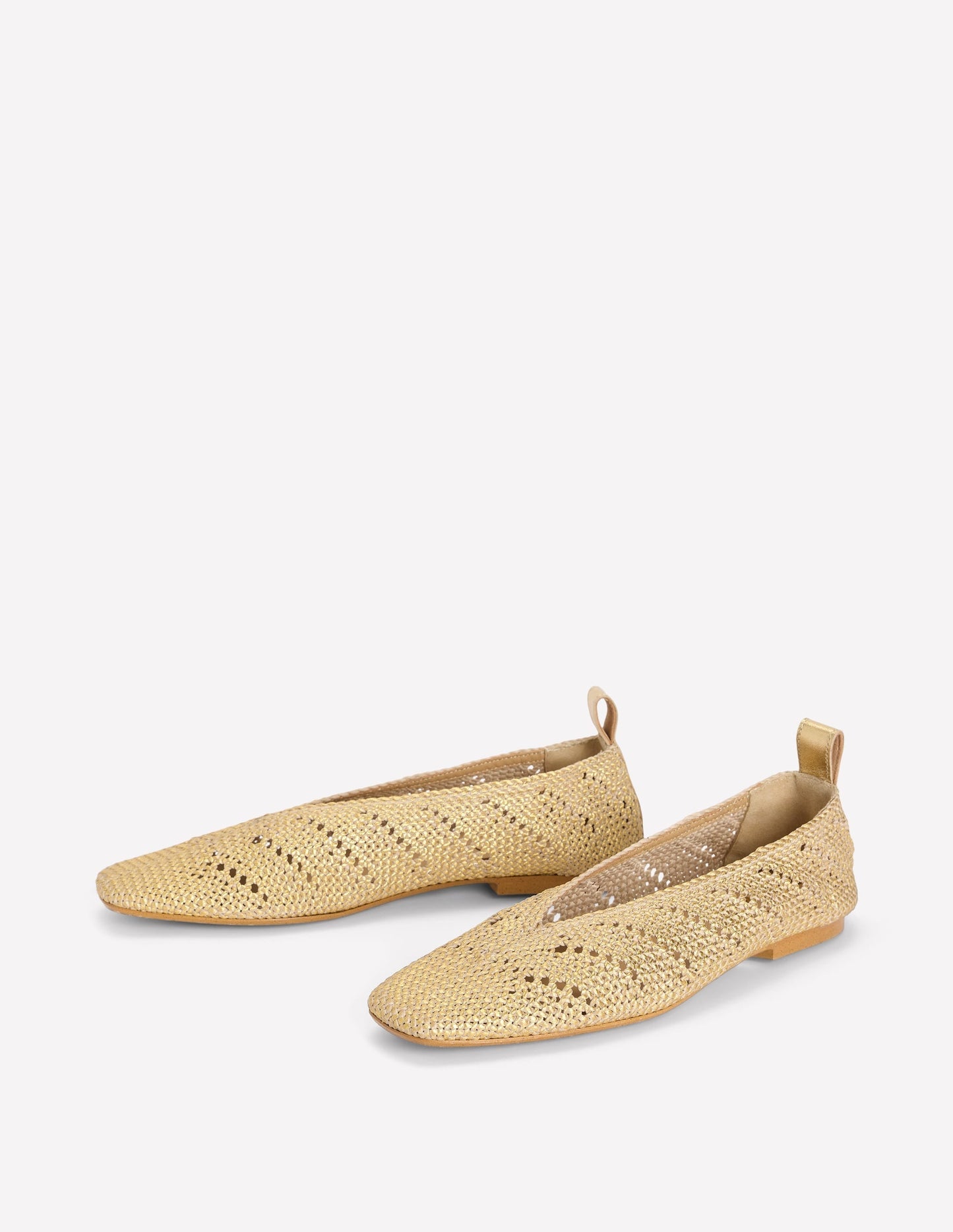 Knitted Ballet Flats-Gold Metallic