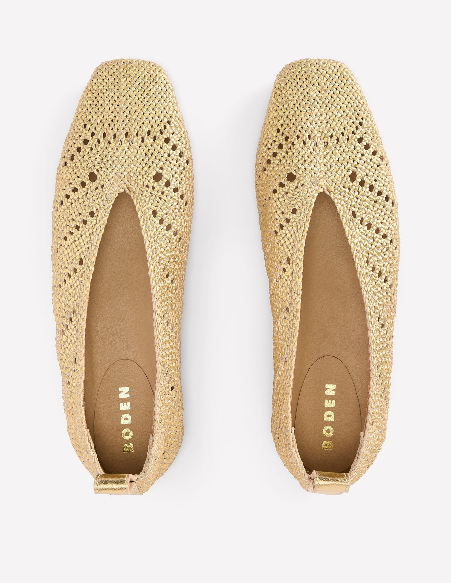 Knitted Ballet Flats-Gold Metallic
