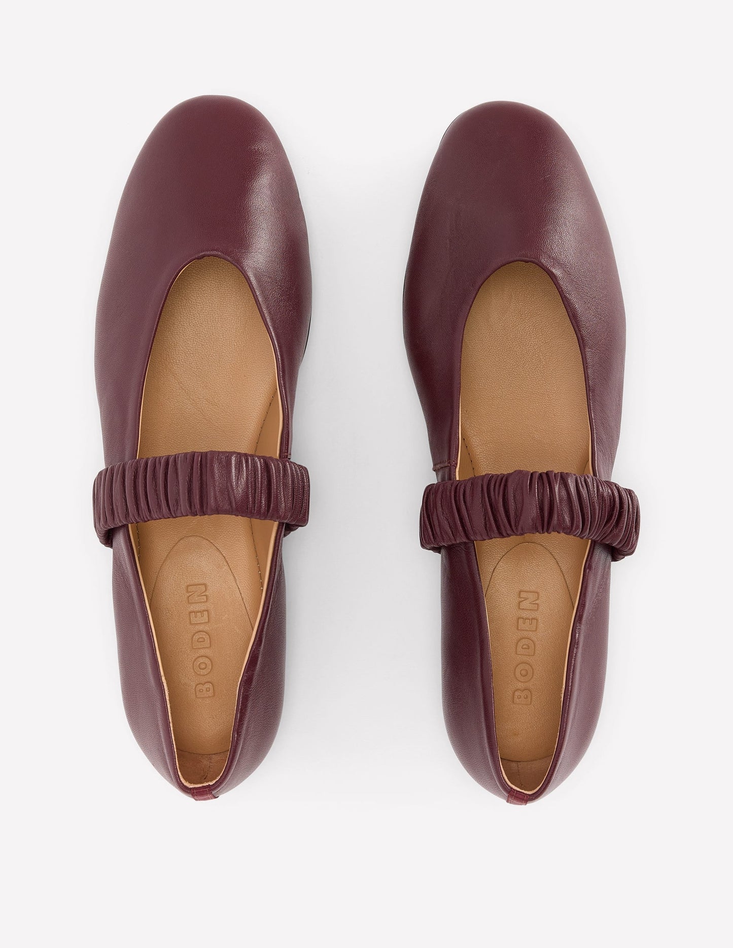 Camilla Ruched Ballet Flats-Oxblood