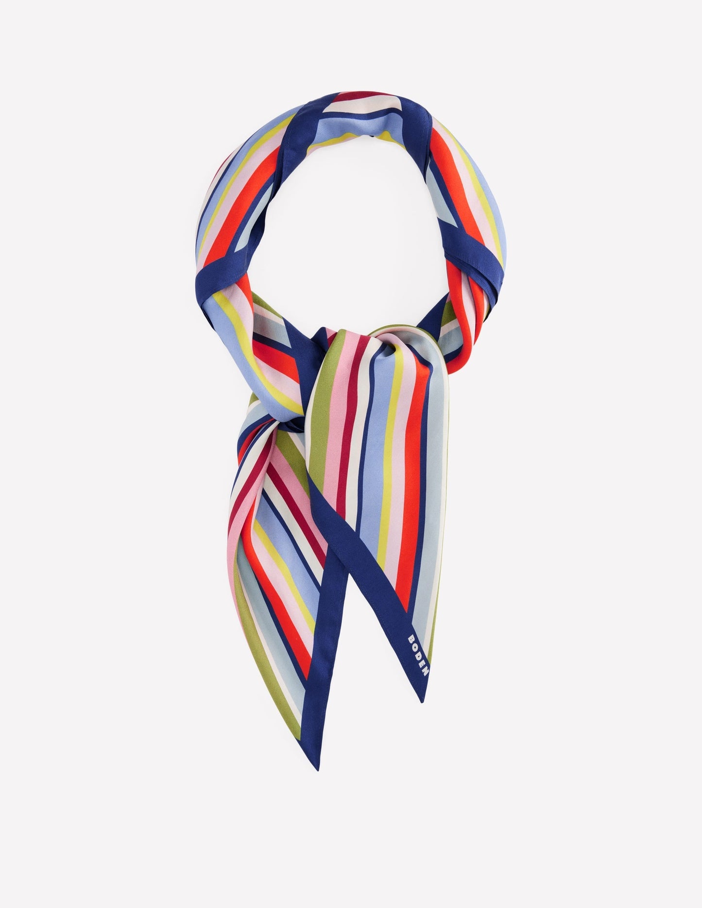 Elisabeth Large Silk Scarf-Multi, Diagonal Rainbow Stripe