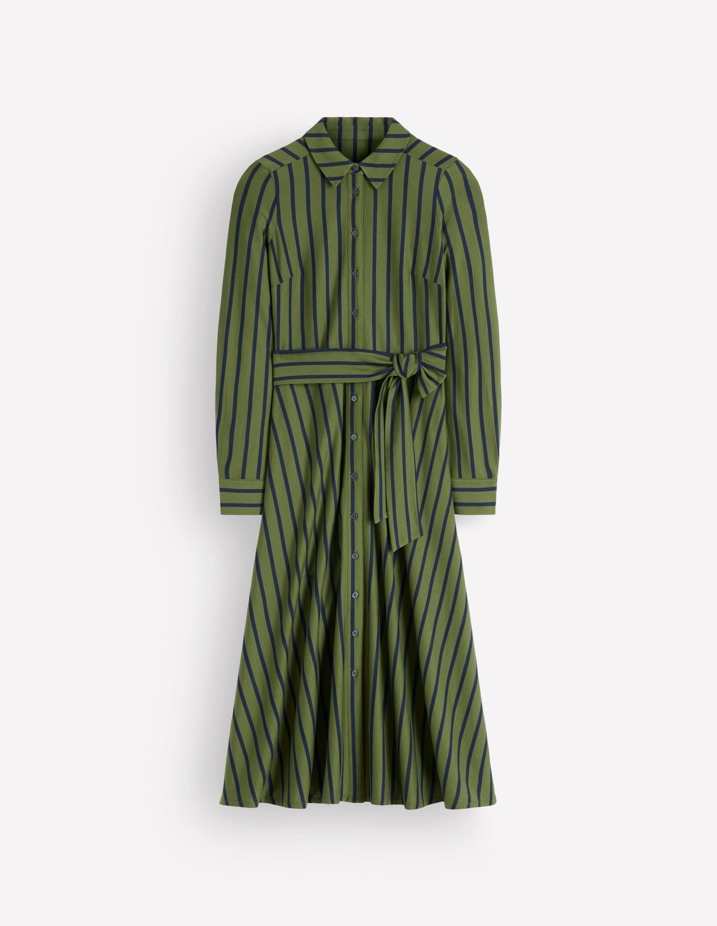 Marcia Jersey Shirt Dress-Chive and Navy Stripe