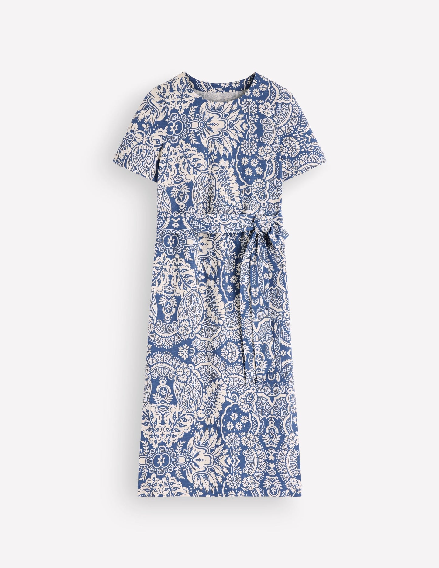 T-Shirt Jersey Midi Dress-Lyons Blue, Arabesque Meadows