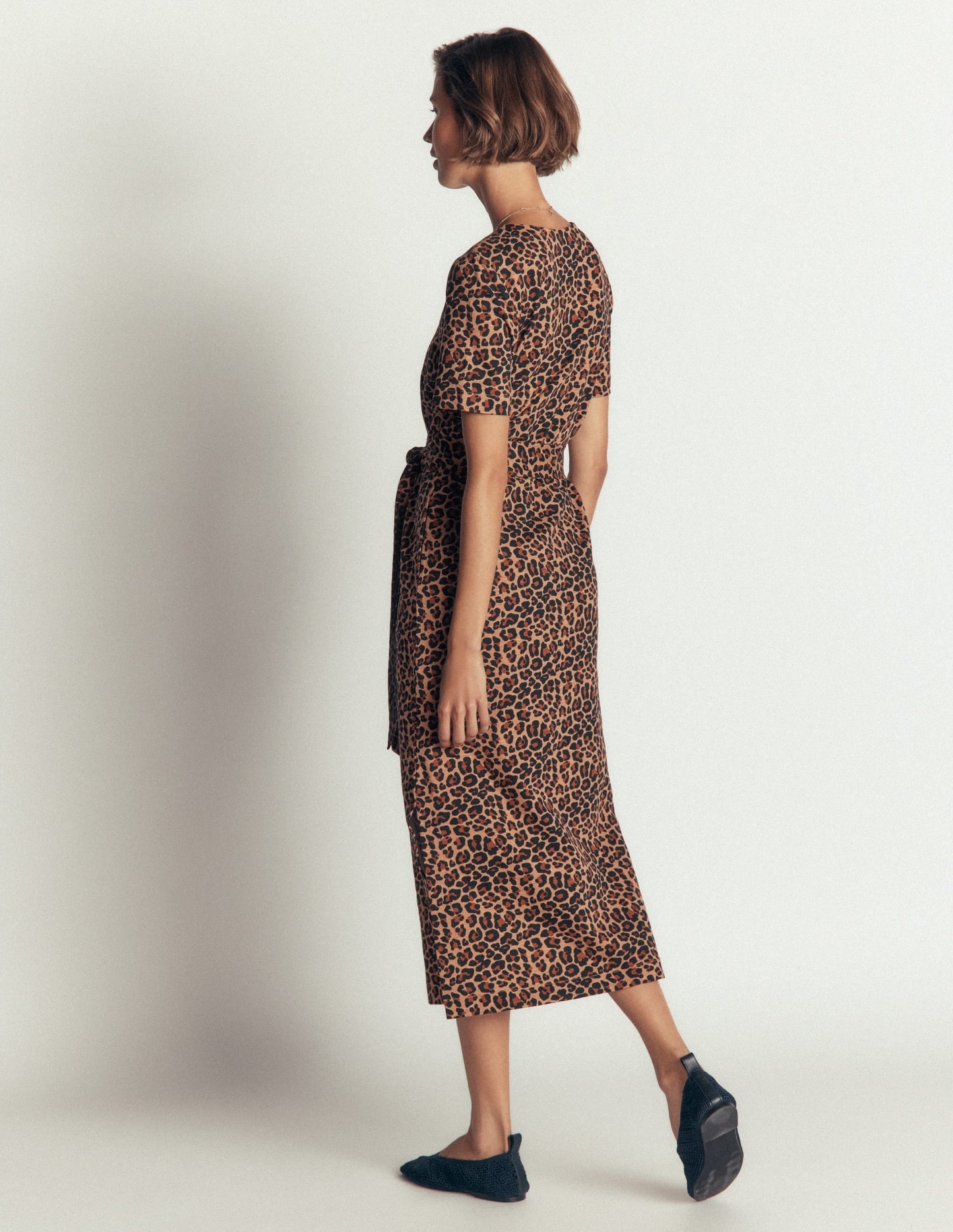 T-Shirt Jersey Midi Dress-Camel, Animal Fields