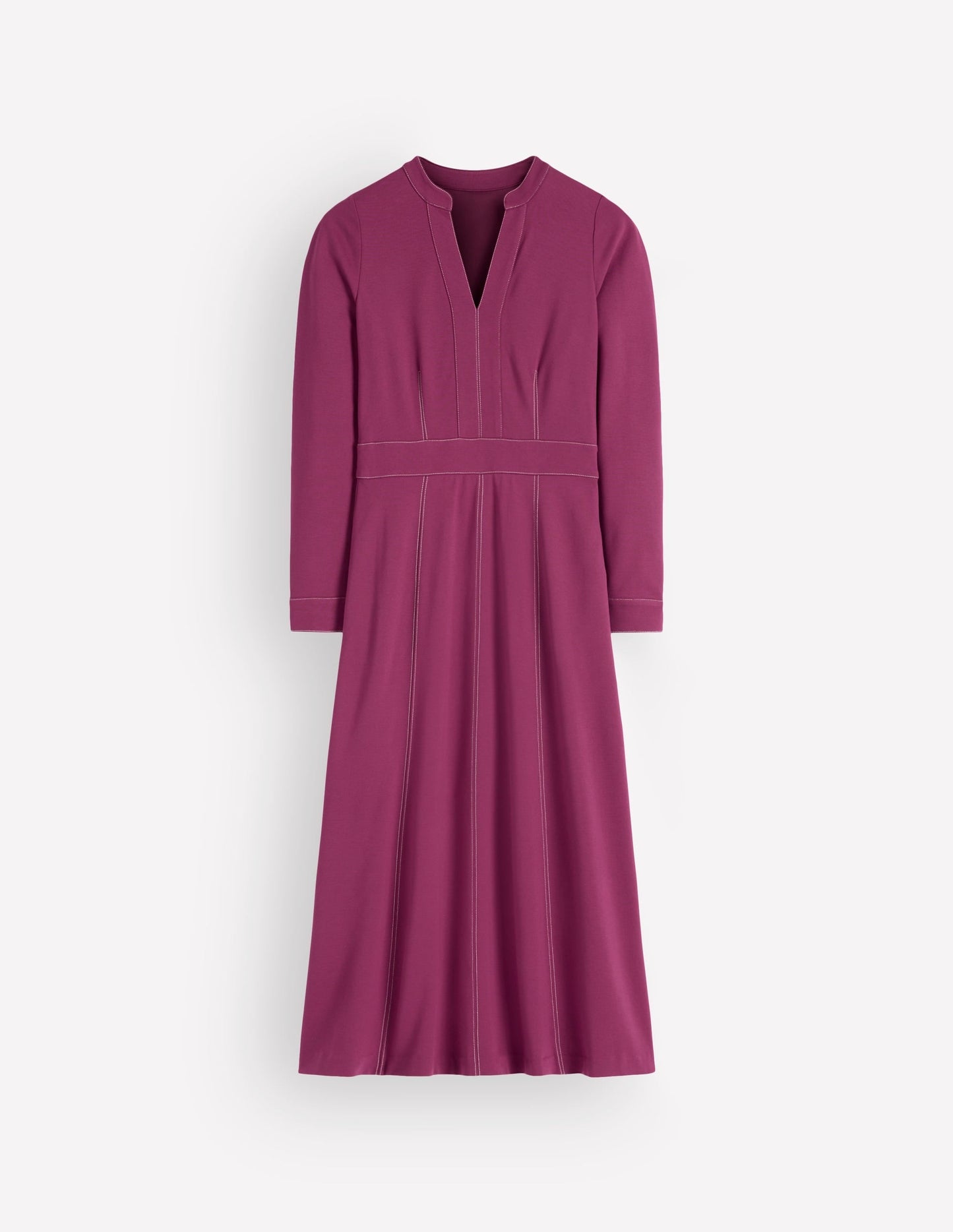 Alex Ponte Contrast Midi Dress-Raspberry Coulis