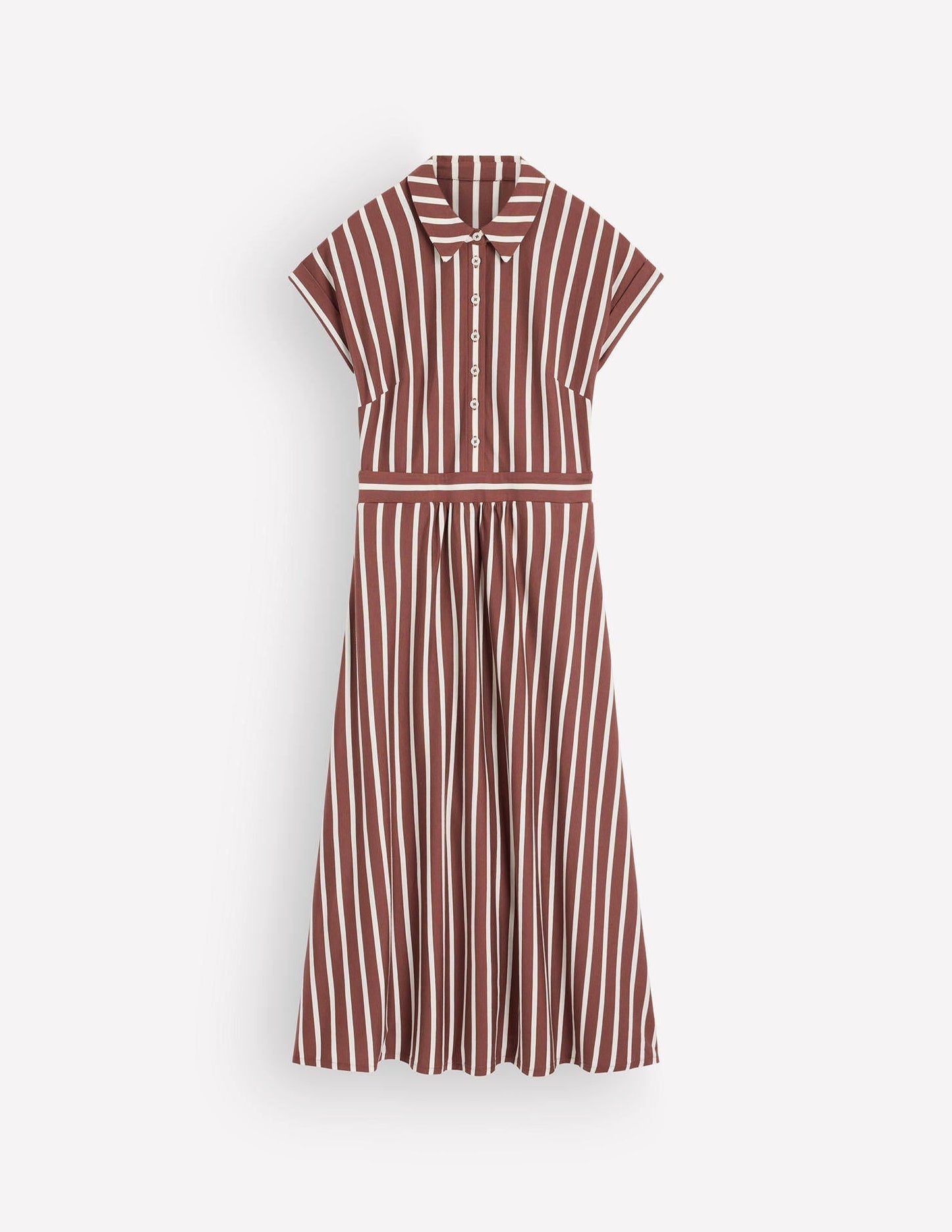 Fae Jersey Shirt Dress-Brown Stripe