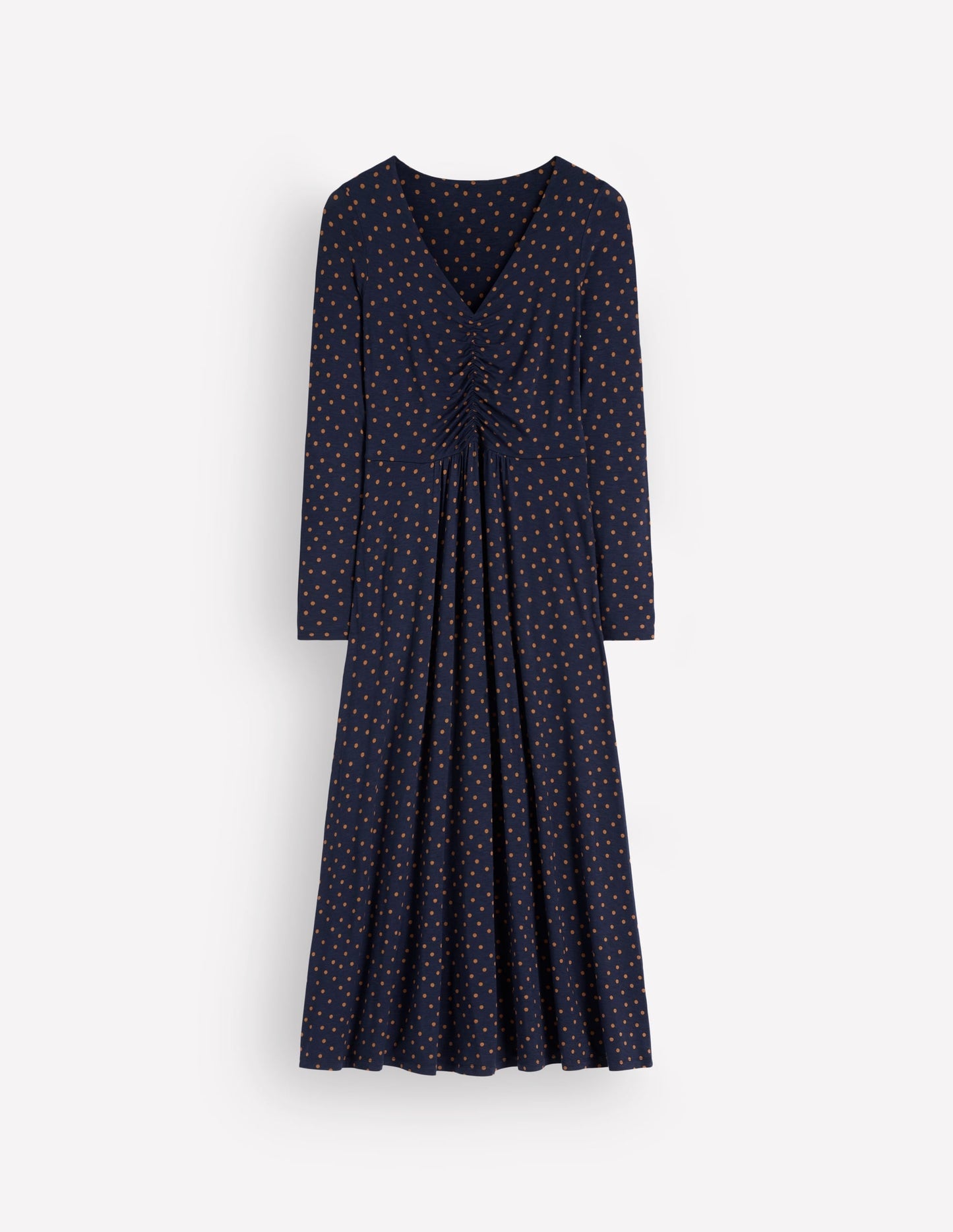 Jasmine Ruched Jersey Dress-French Navy, Painted Dot Space