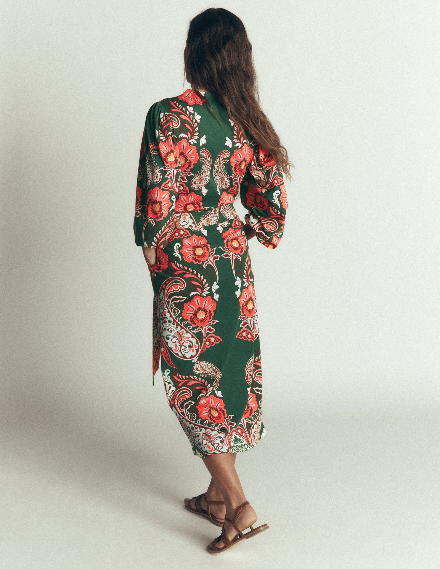 Eli Belted Jersey Midi Dress-Hunter Green, Bohemia Dream