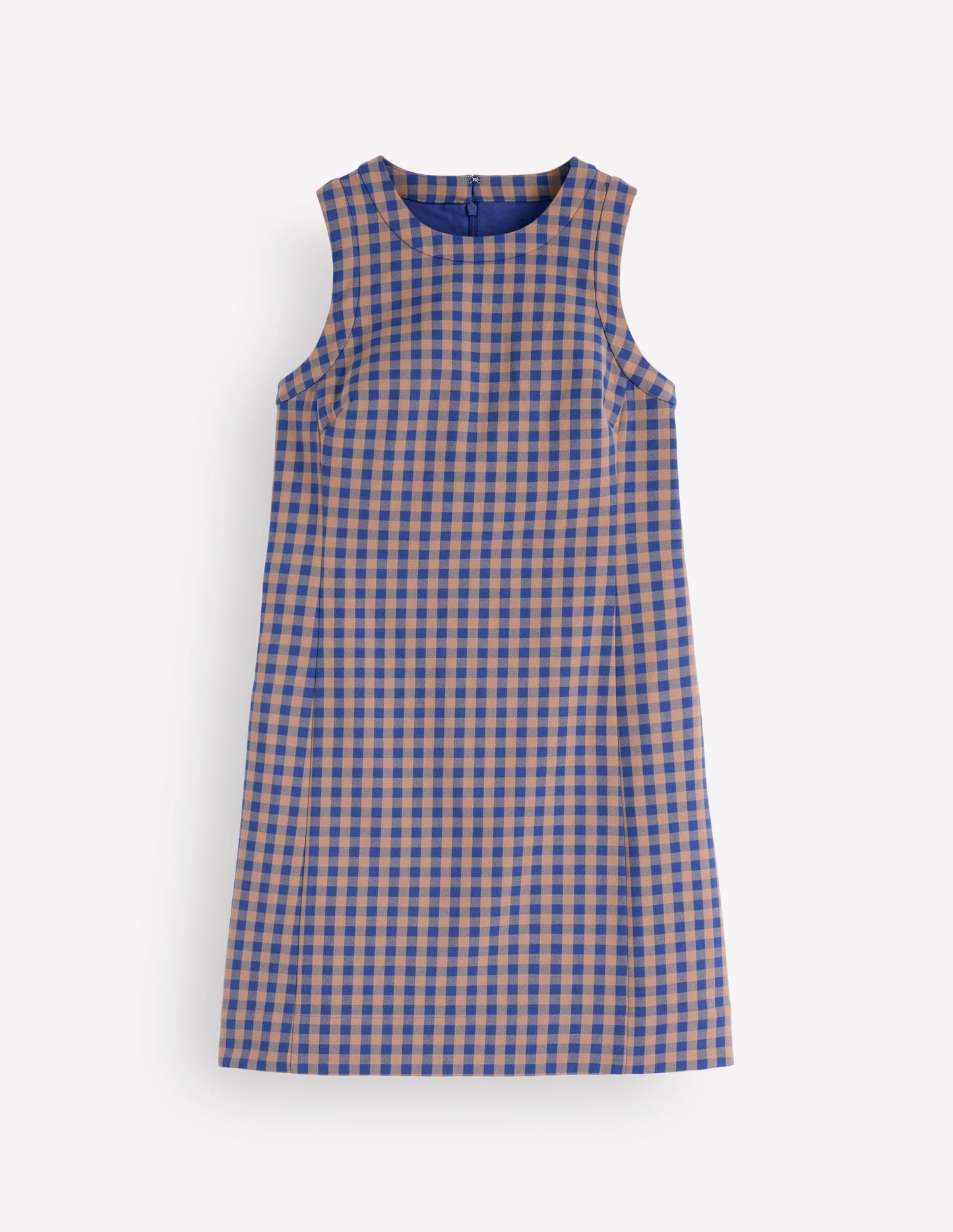 Lou Check Shift Dress-Camel, Blue Gingham