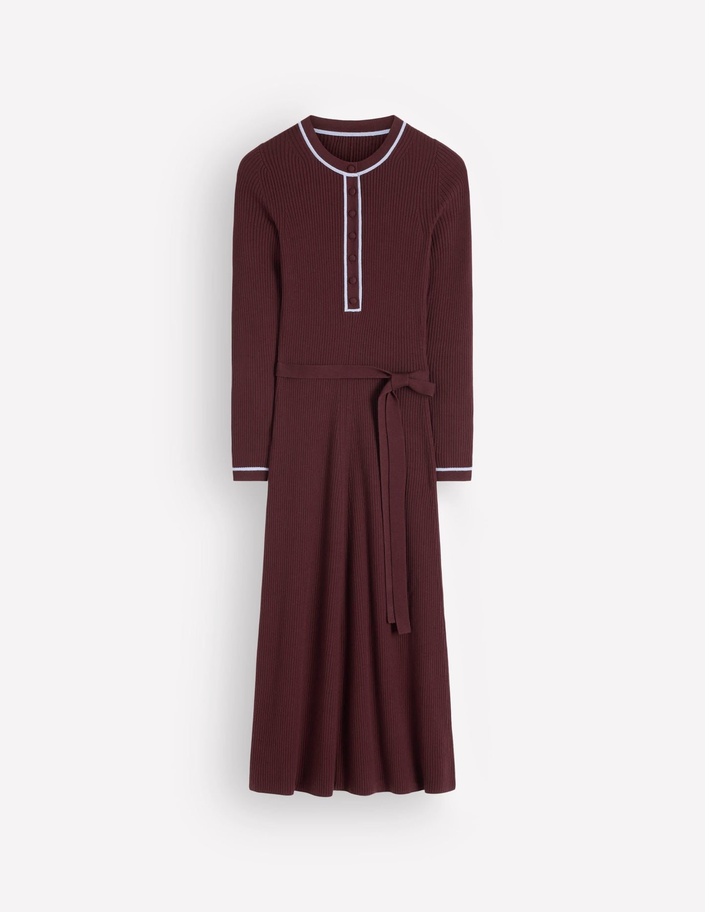 Paula Ribbed Crew Dress-Raw Umber, Faded Denim