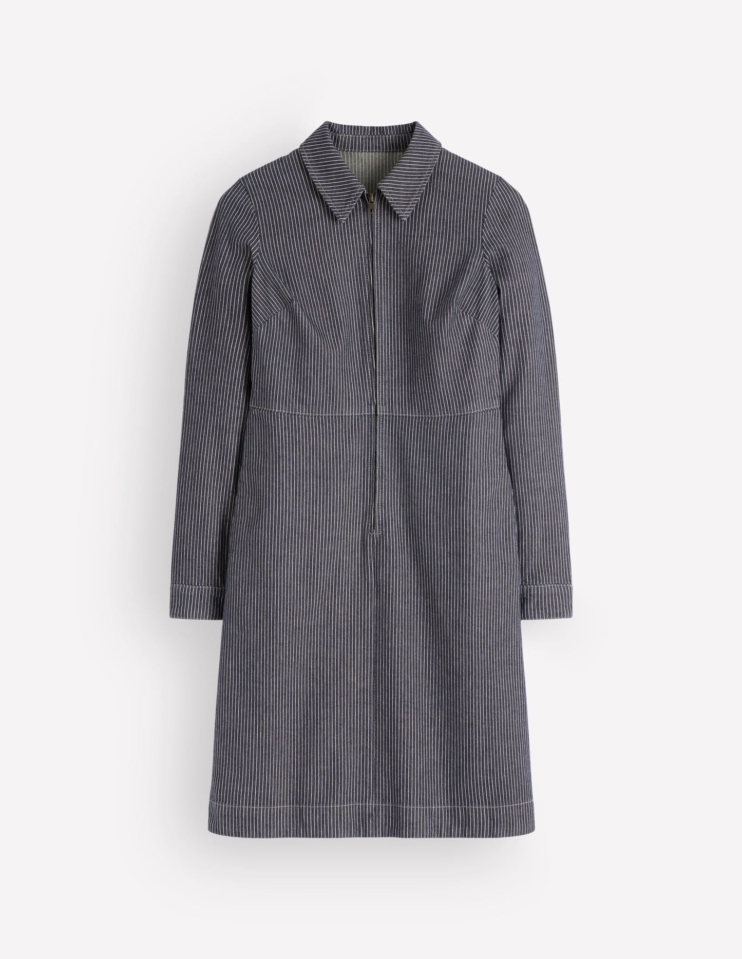 Bronte Denim Short Dress-Fine Denim Ticking Stripe