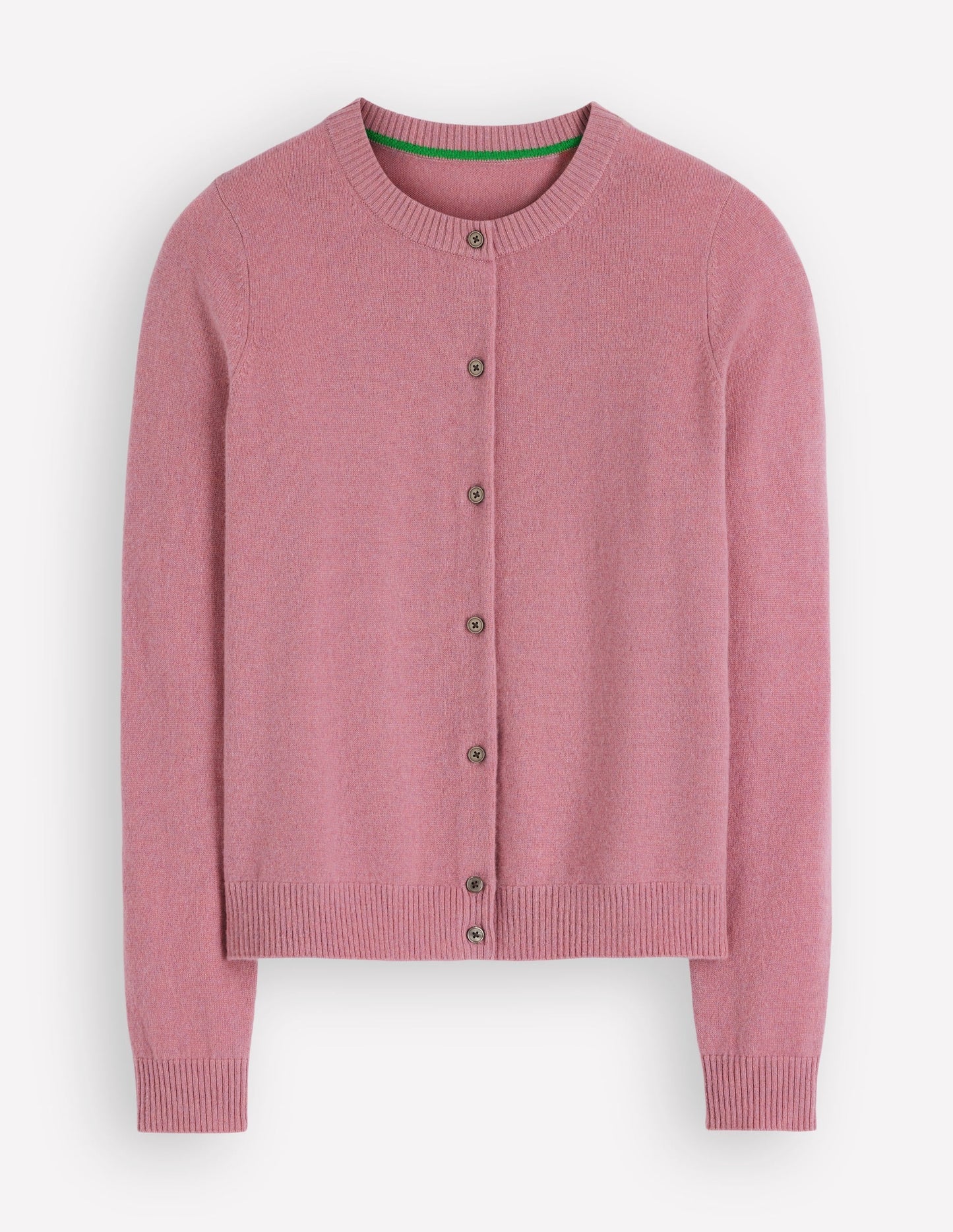 Elsie Cashmere Crew Cardigan-Pink Heather