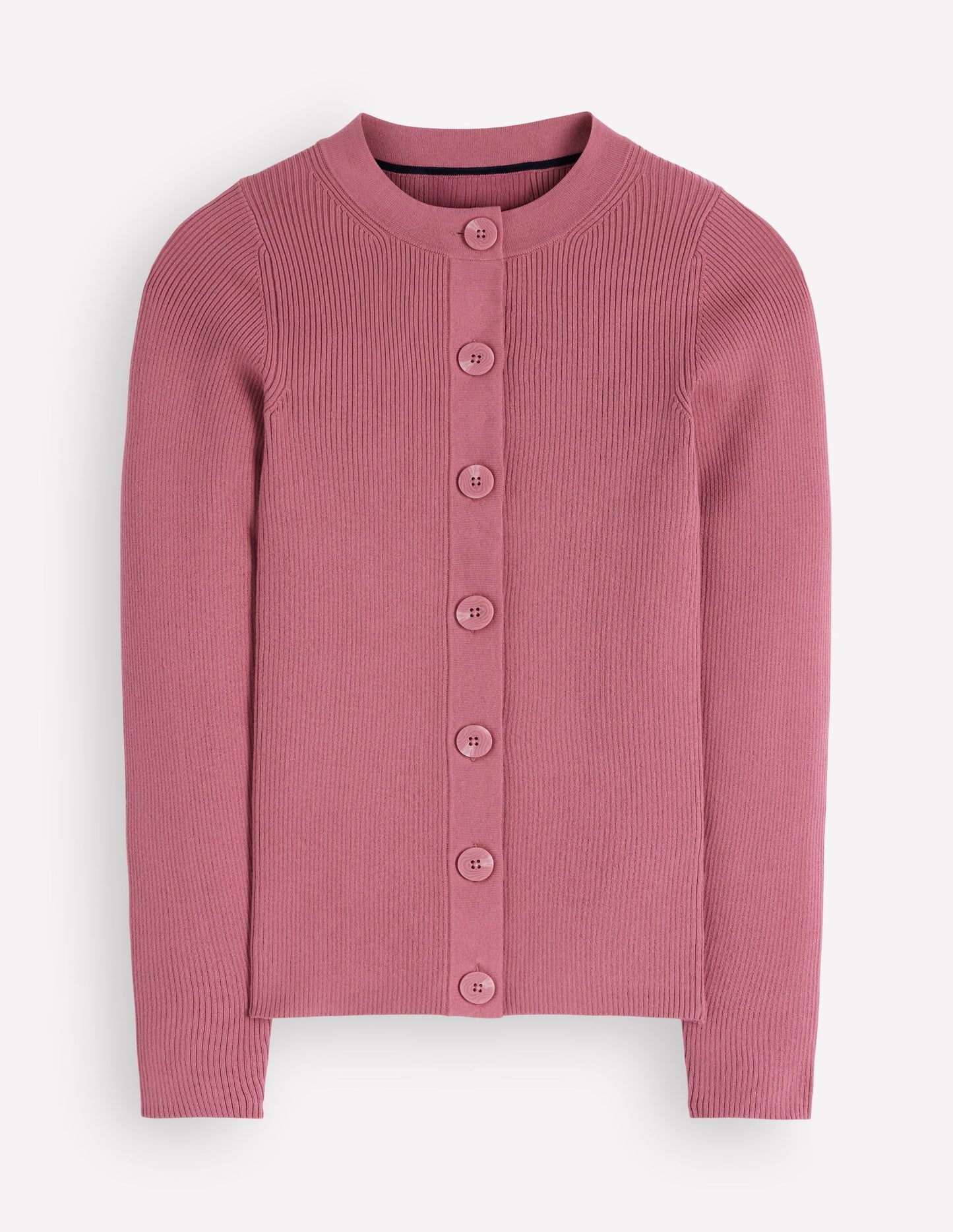 Rhianne Cotton Rib Cardigan-Piink Heather