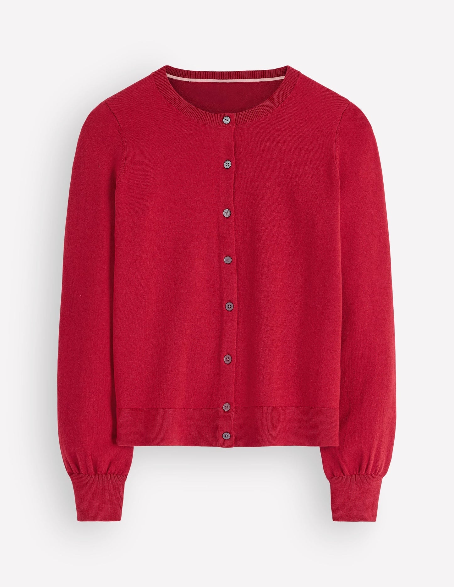 Camilla Cotton Crew Cardigan-Crimson Red