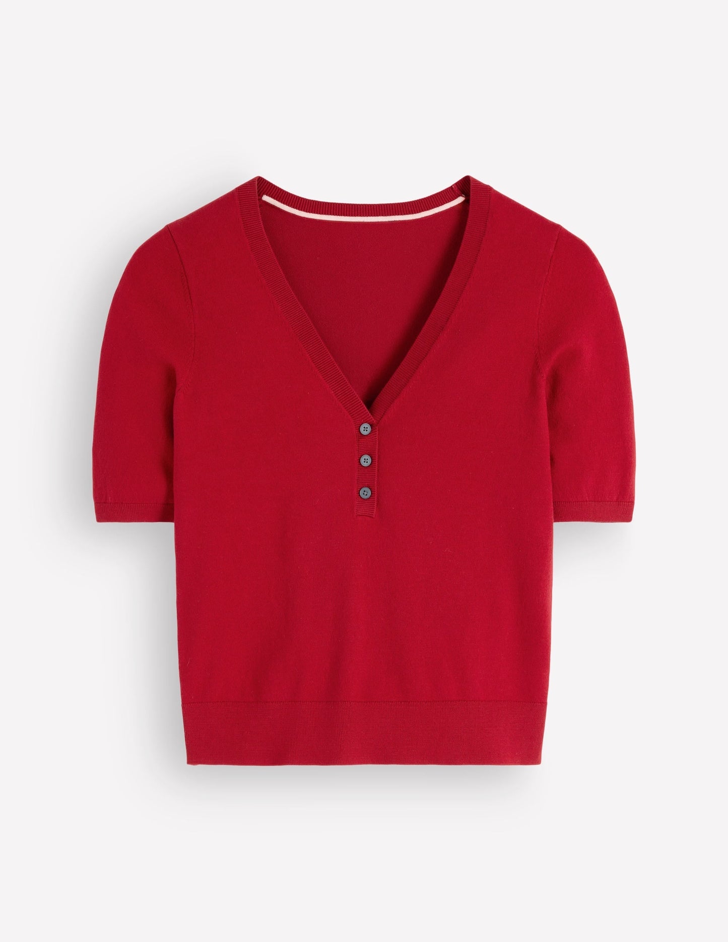 Camilla Cotton V-neck T-shirt-Crimson Red