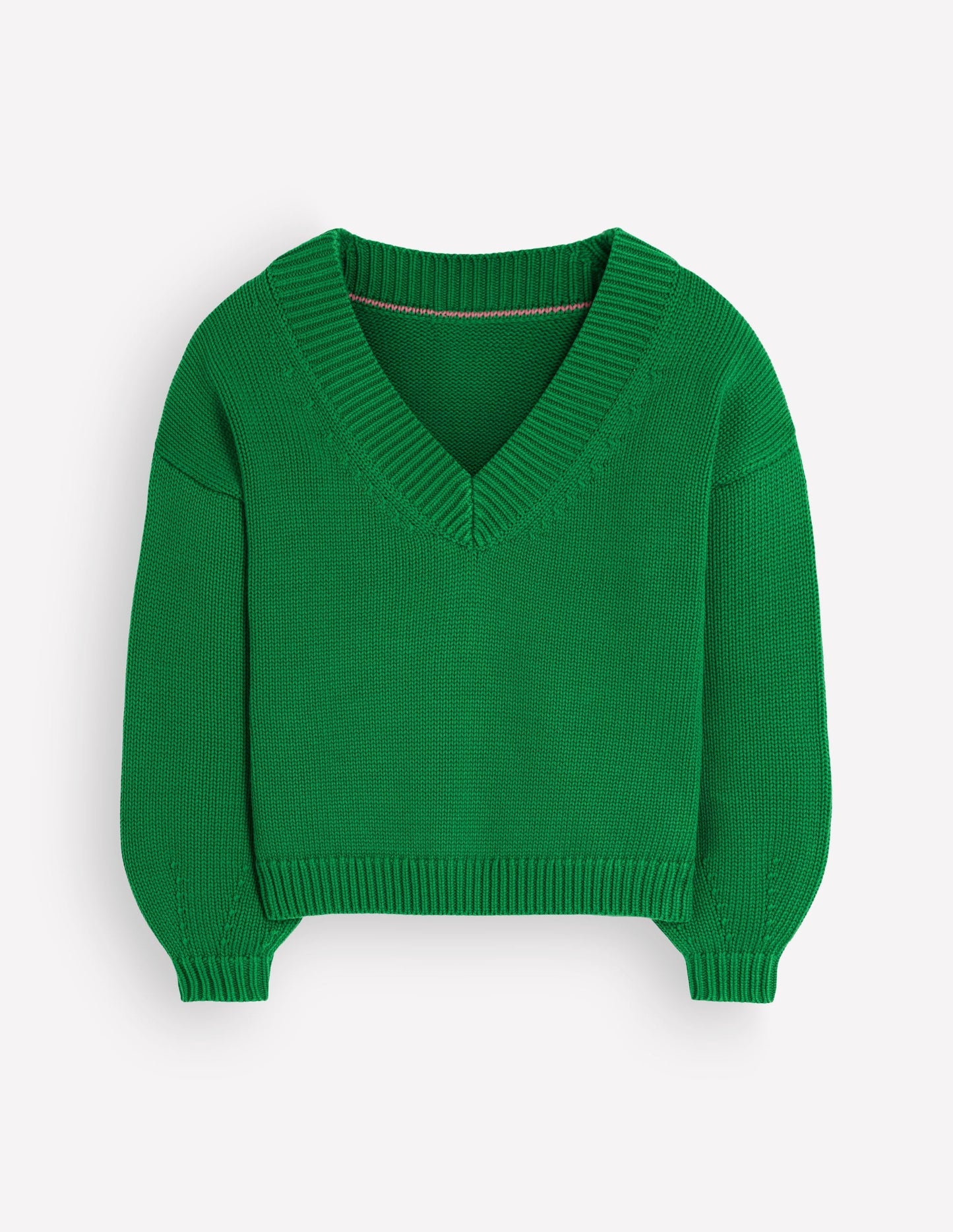 Lucy Cotton V-neck Jumper-Highland Green