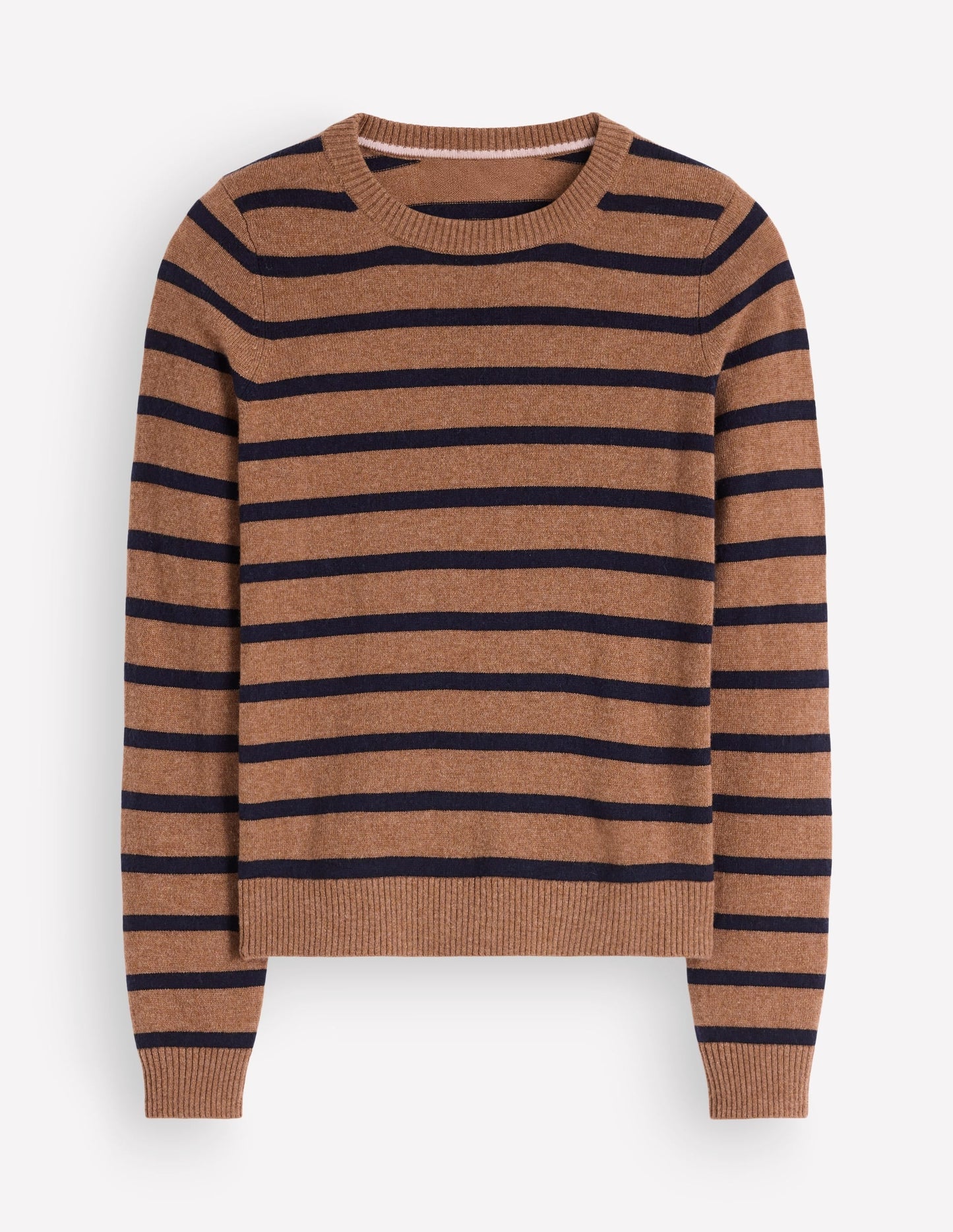 Elsie Cashmere Crew Jumper-Warm Ginger, Stripe