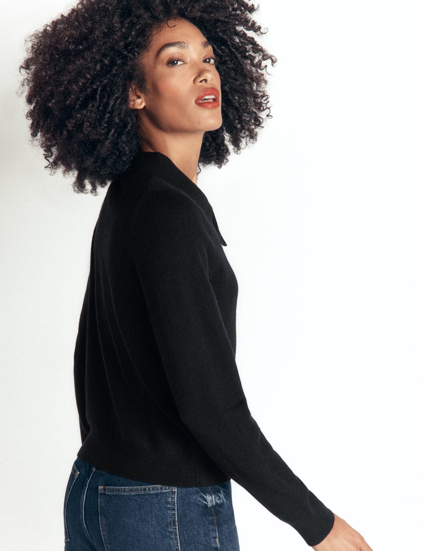 Bow Neck Knitted Jumper-Black