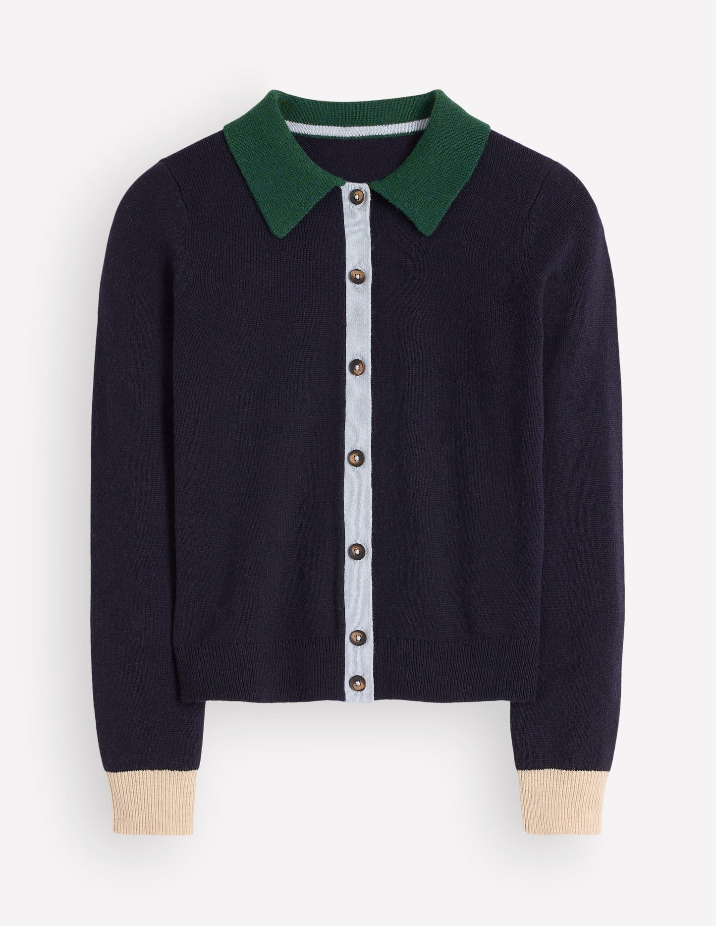 Ariadne Wool Blend Cardigan-Navy Colour Block