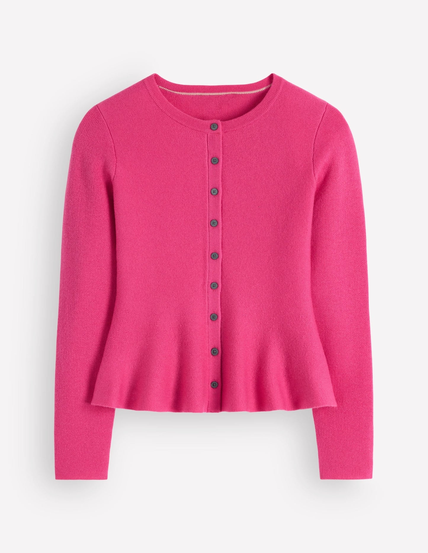 Fitted Wool Peplum Cardigan-Pink