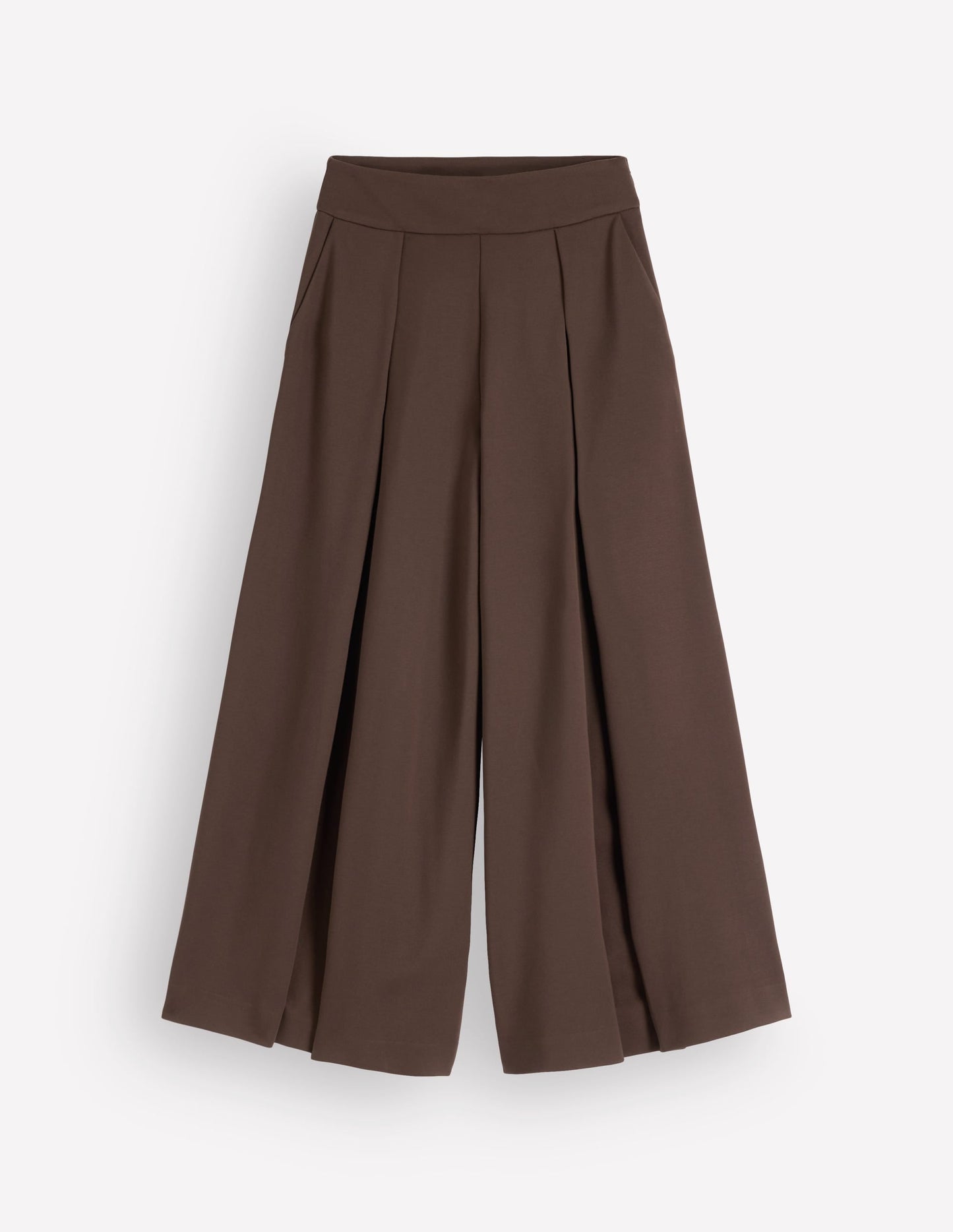 Single Pleat Ponte Culottes-Bitter Chocolate