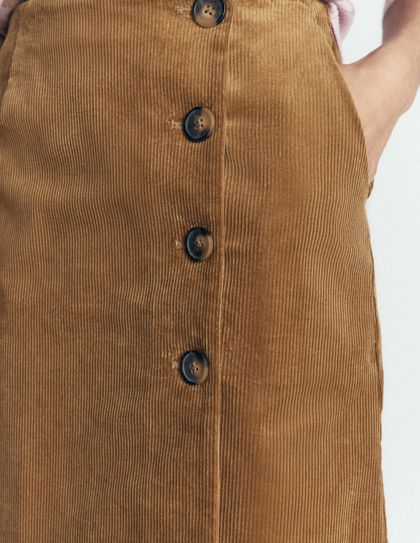 Evelyn Button Cord Wrap Skirt-Gingerbread