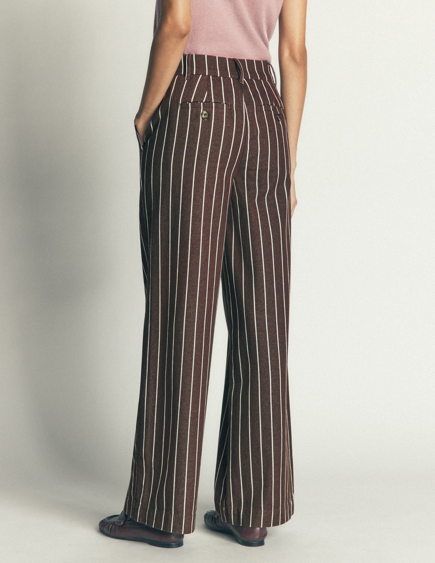 Belgravia Twill Trousers-Brown Stripe
