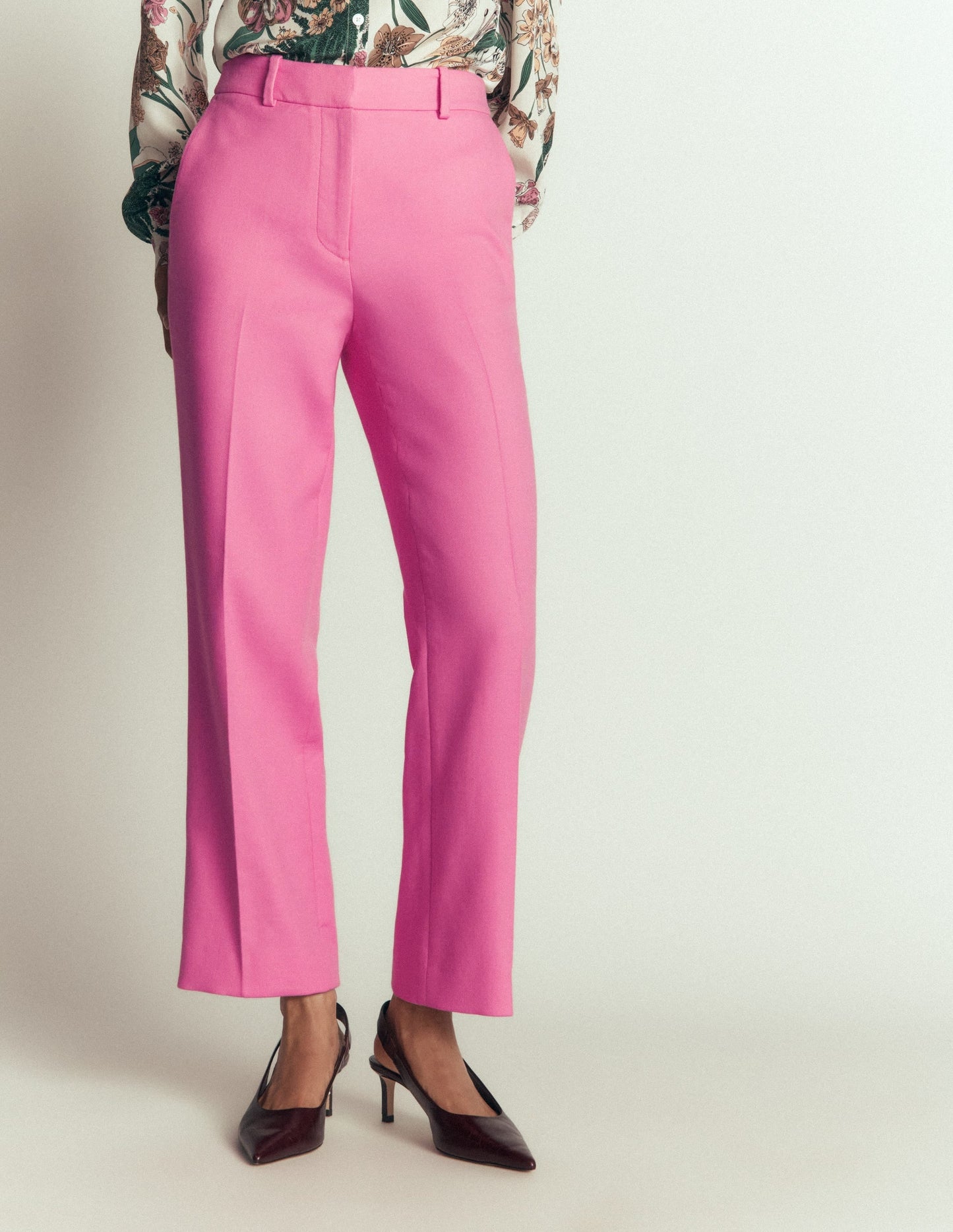 Canonbury Texture 7/8 Trousers-Wild Pink