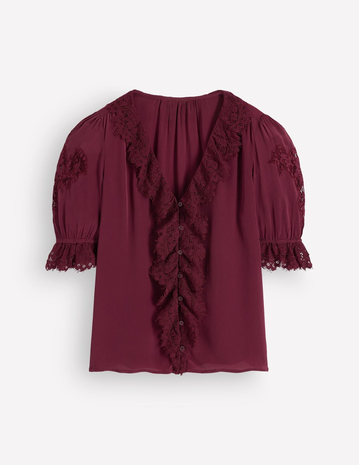 Ruffle V-neck Lace Top-Deep Wisteria