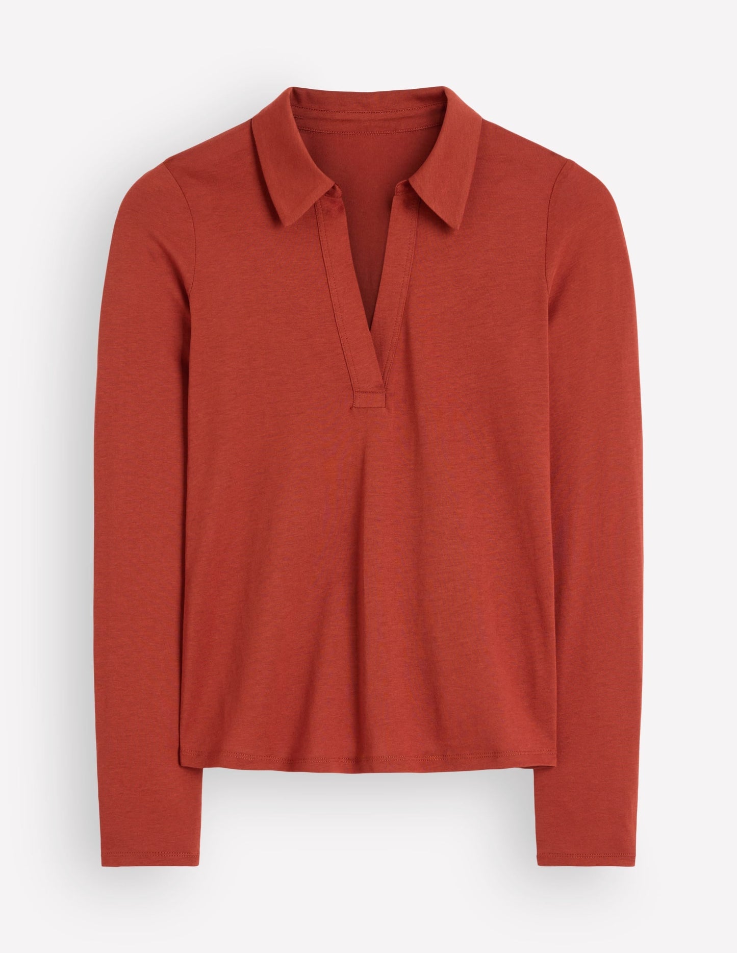 Supersoft Open Collar Shirt-Burnt Orange