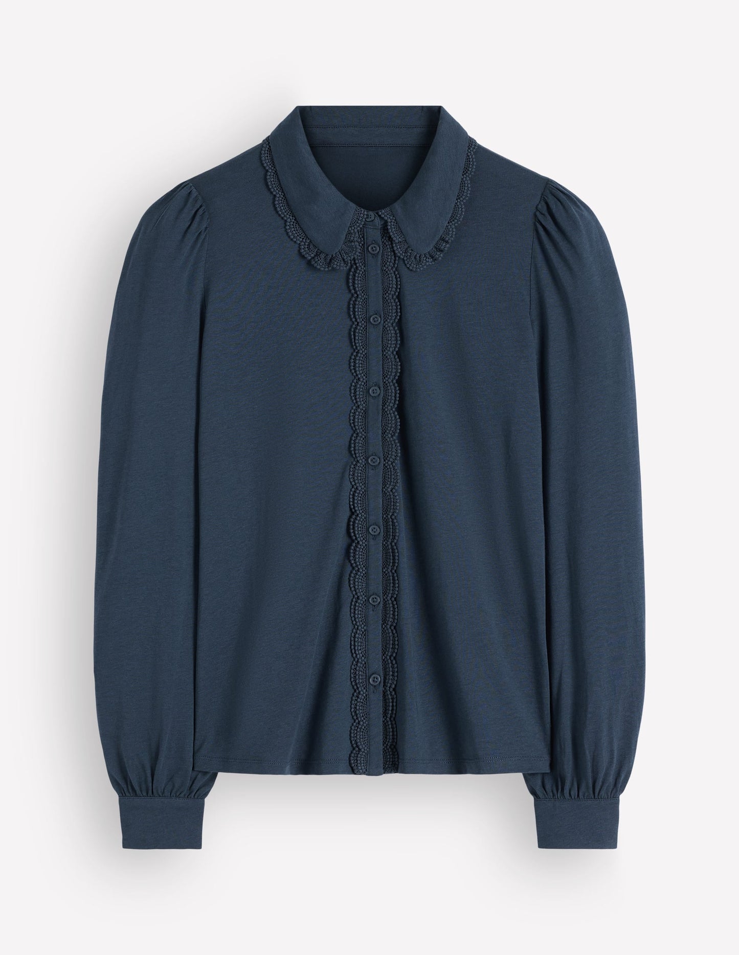 Lace Frill Blouse-Moonlit Ocean