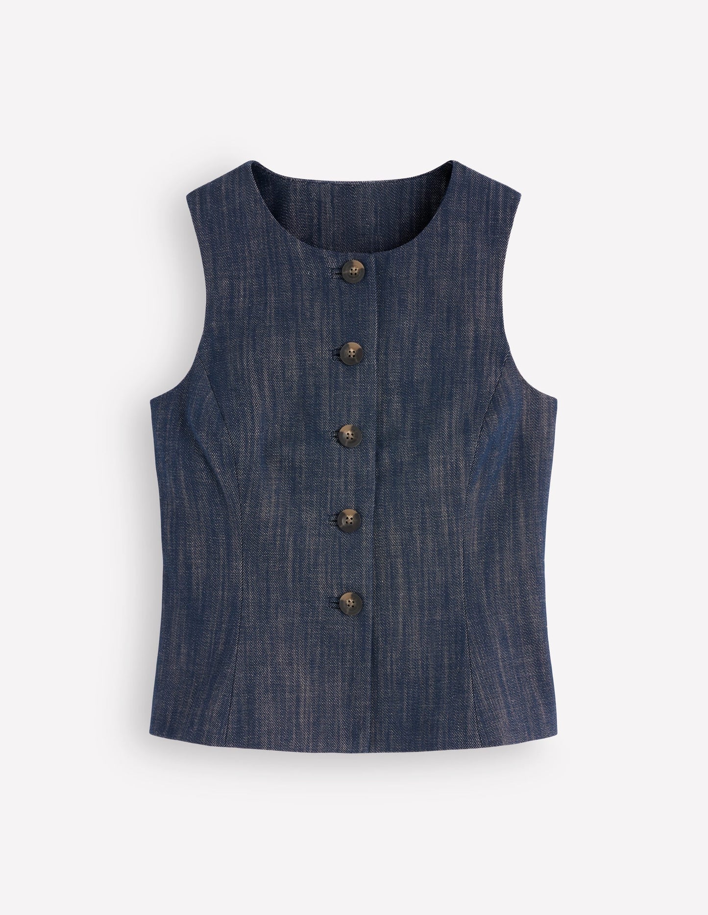 Twill Peplum Waistcoat-Indigo