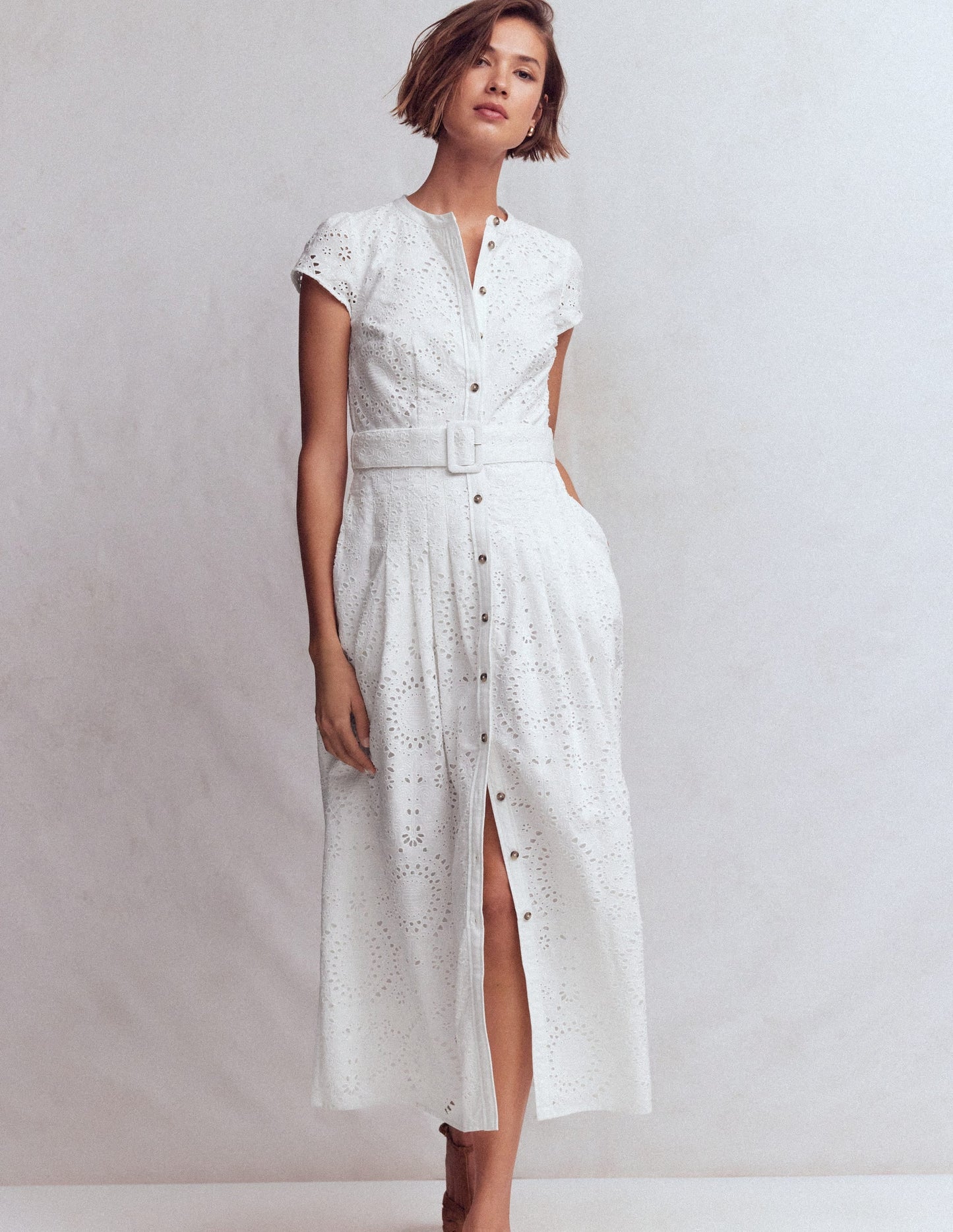Arabella Cotton Maxi Dress-White Broderie