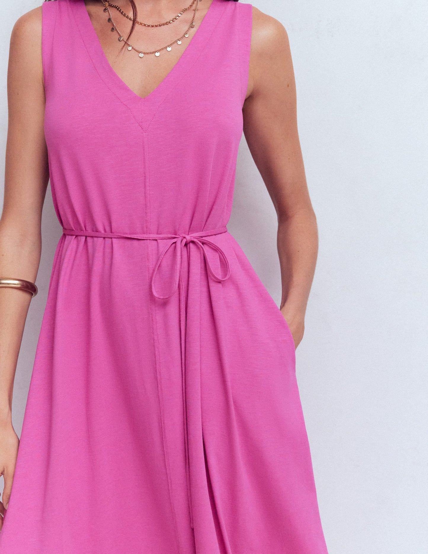 Mia V-neck Jersey Midi Dress-Passion Flower