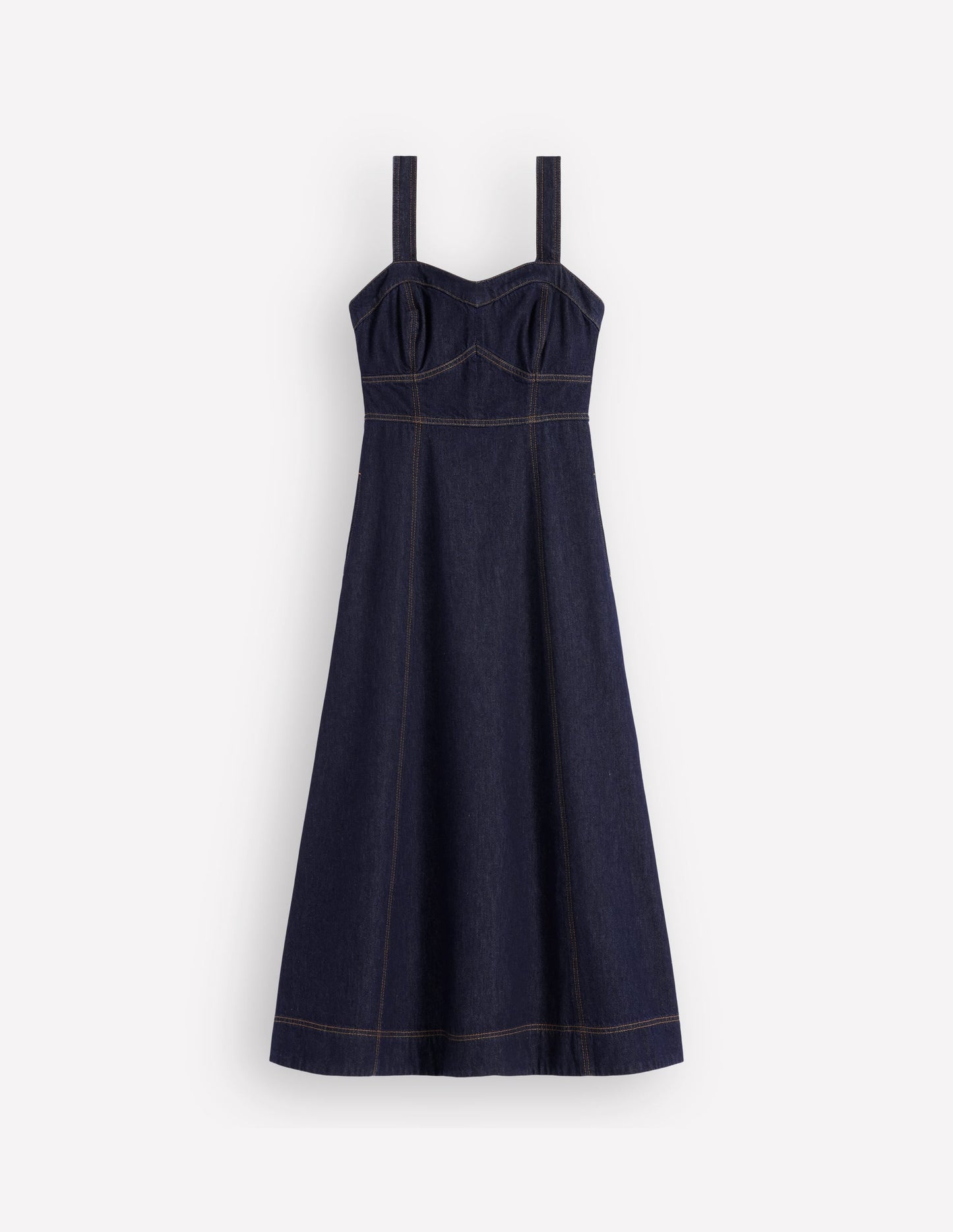 Panelled Bodice Denim Dress-Indigo