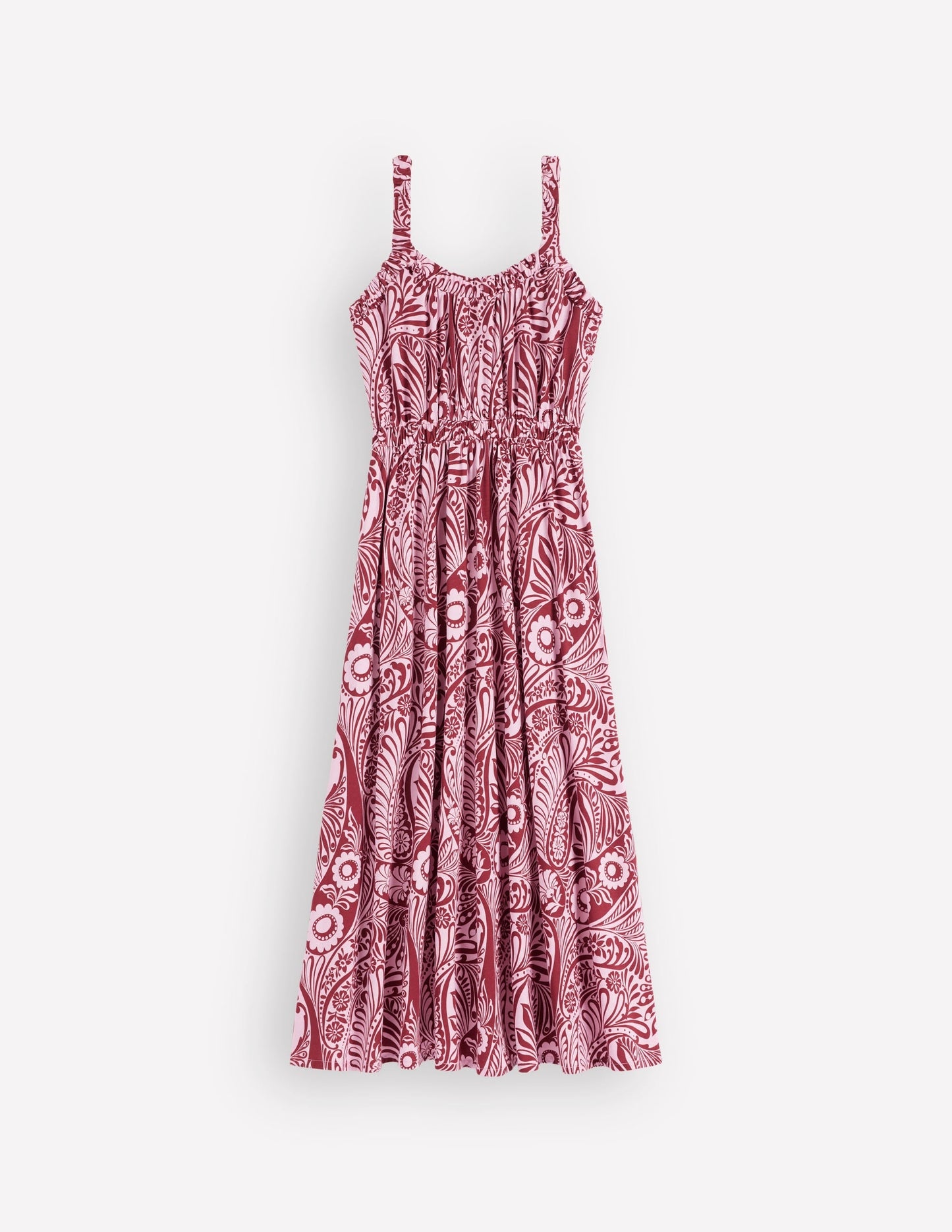 Scoop Neck Jersey Dress-Pink, Enchanted Paisley
