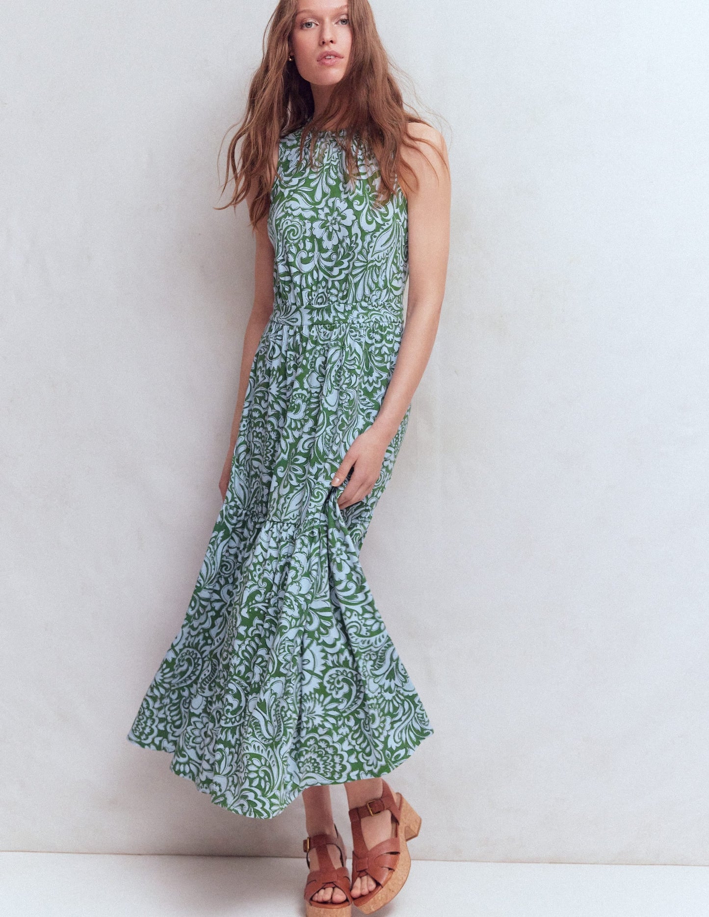 Camalie Jersey Maxi Dress-Green, Elaborate Gardenia