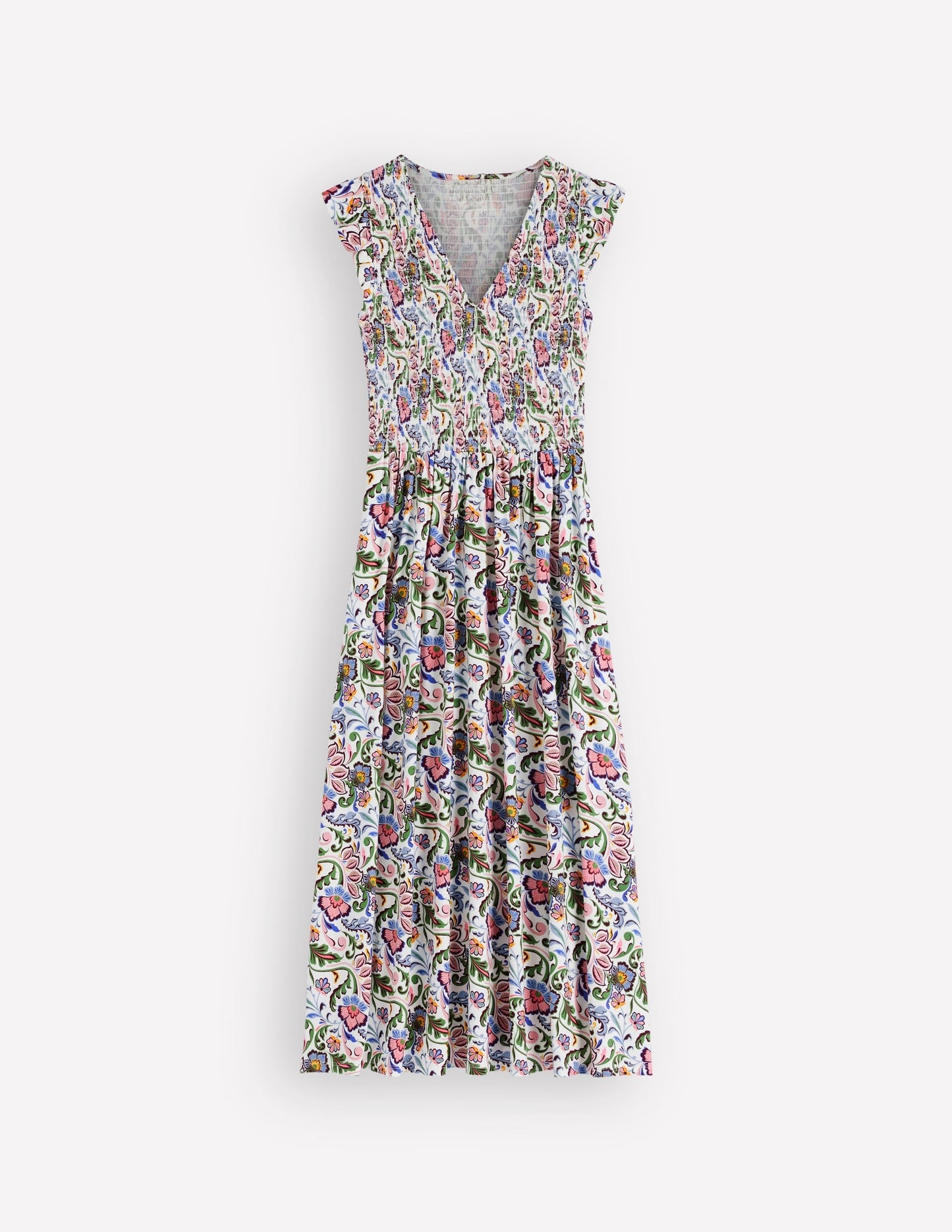 Smocked Jersey Midi Dress-Multi, Flourishing Meadow