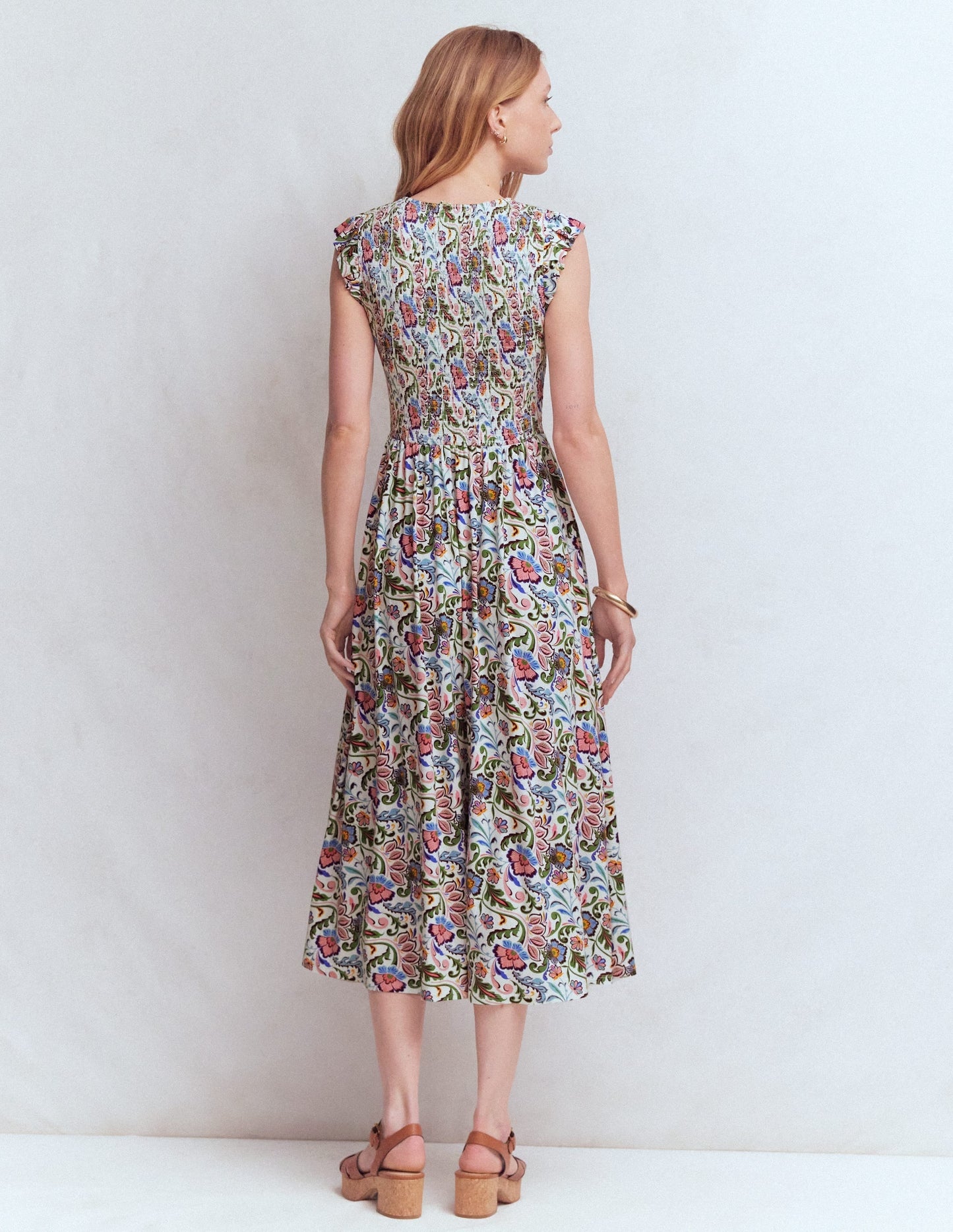 Smocked Jersey Midi Dress-Multi, Flourishing Meadow