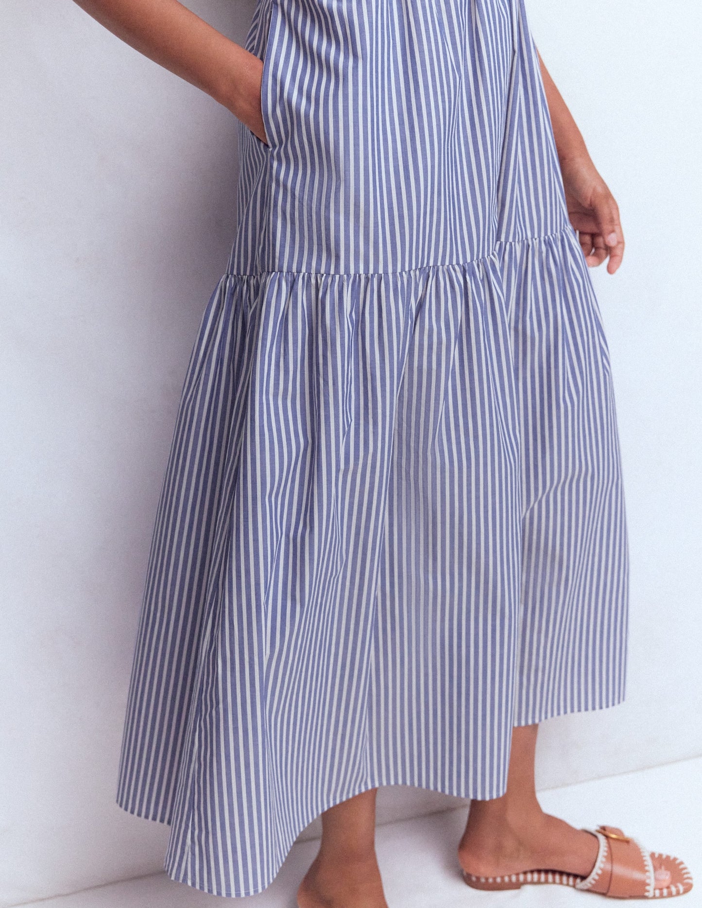 Sleeveless Poplin Dress-Surf the Web Stripe