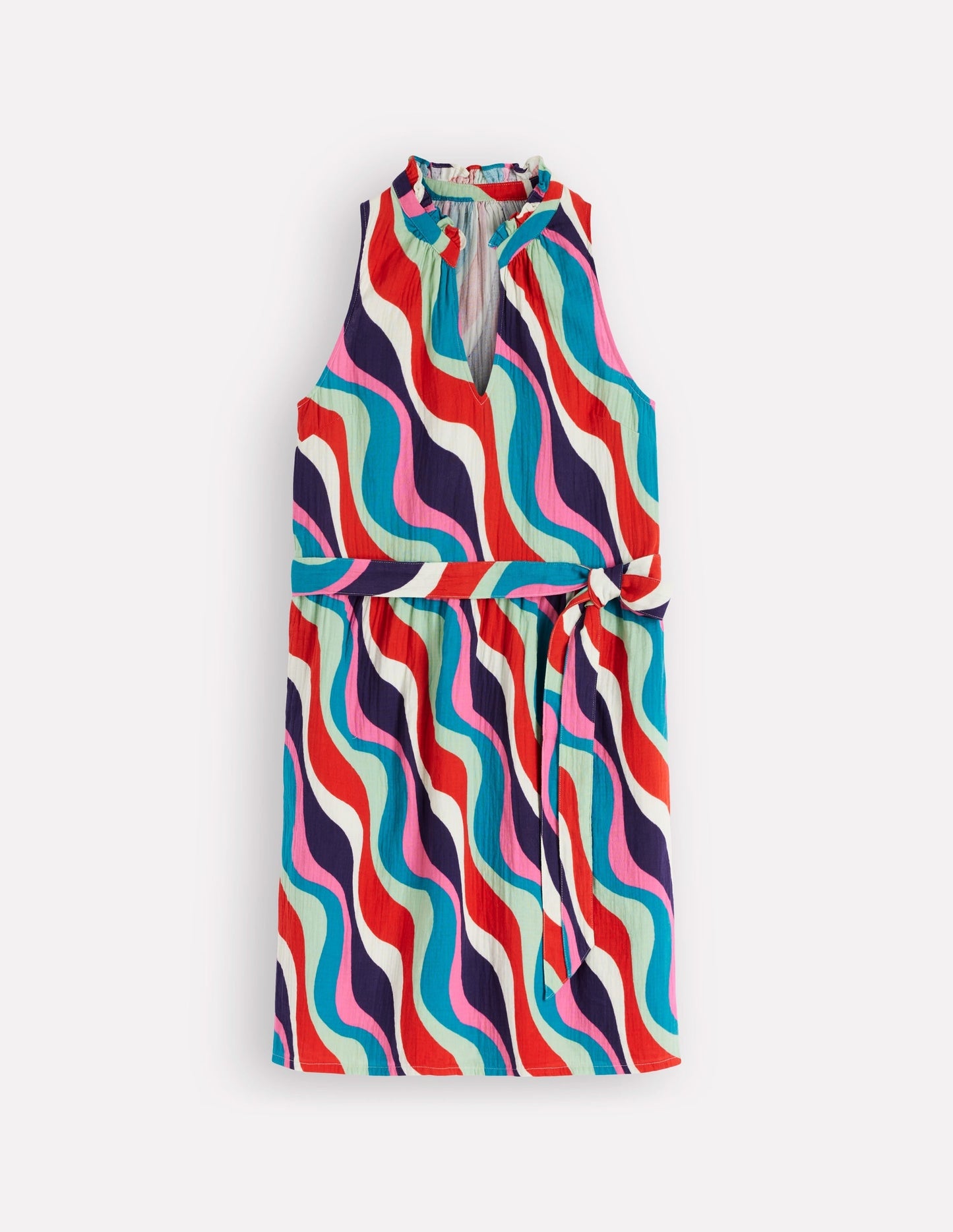 Viv Double Cloth Short Dress-Multi, Rythmic Wave