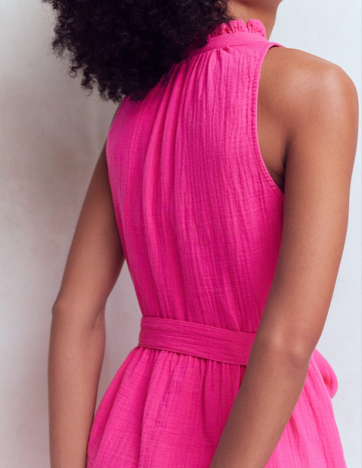 Viv Double Cloth Short Dress-Pink Peony