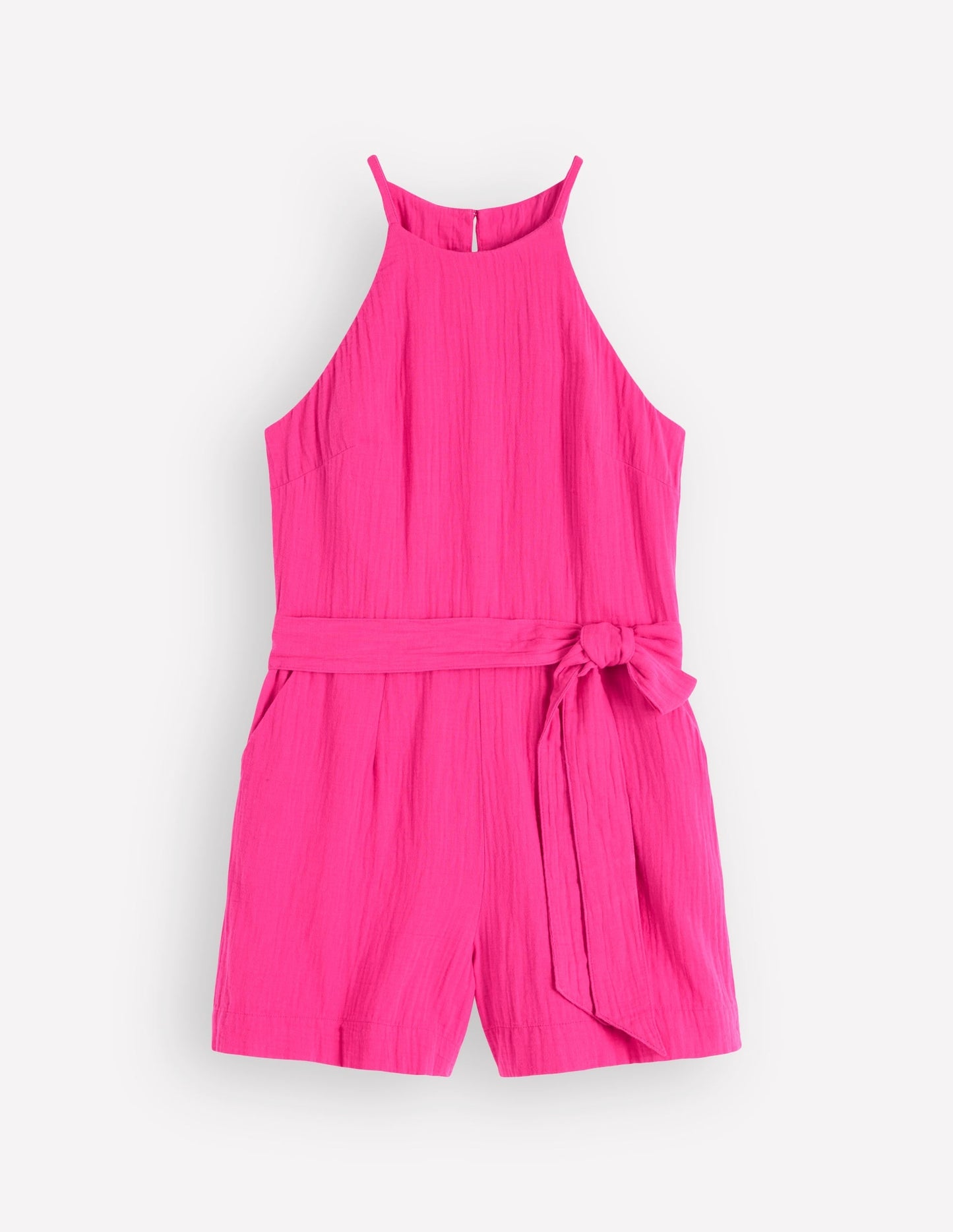 Rosa Double Cloth Playsuit-Pink Peony