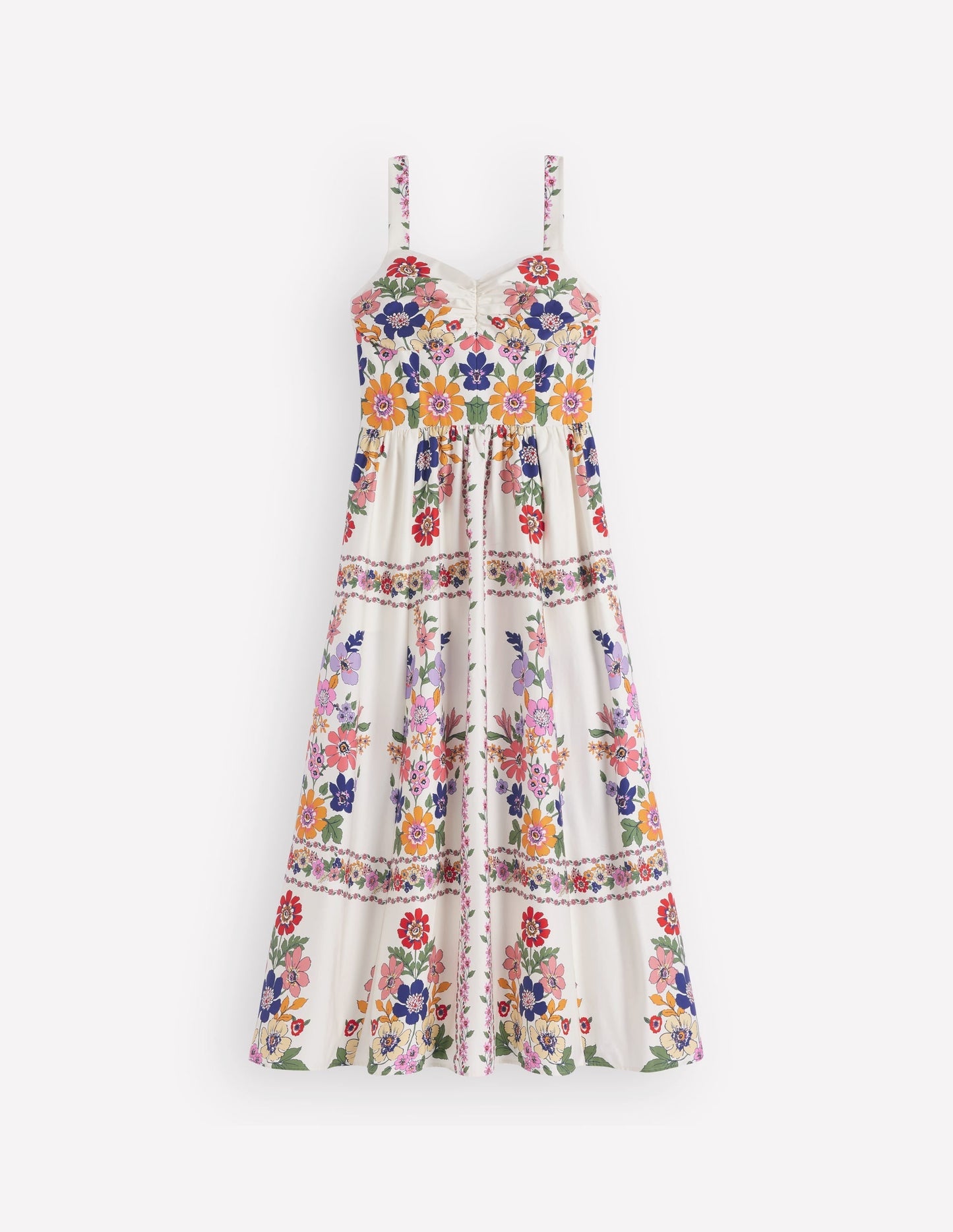 Fit and Flare Midi Dress-Multi Meadow Flowers Lattice