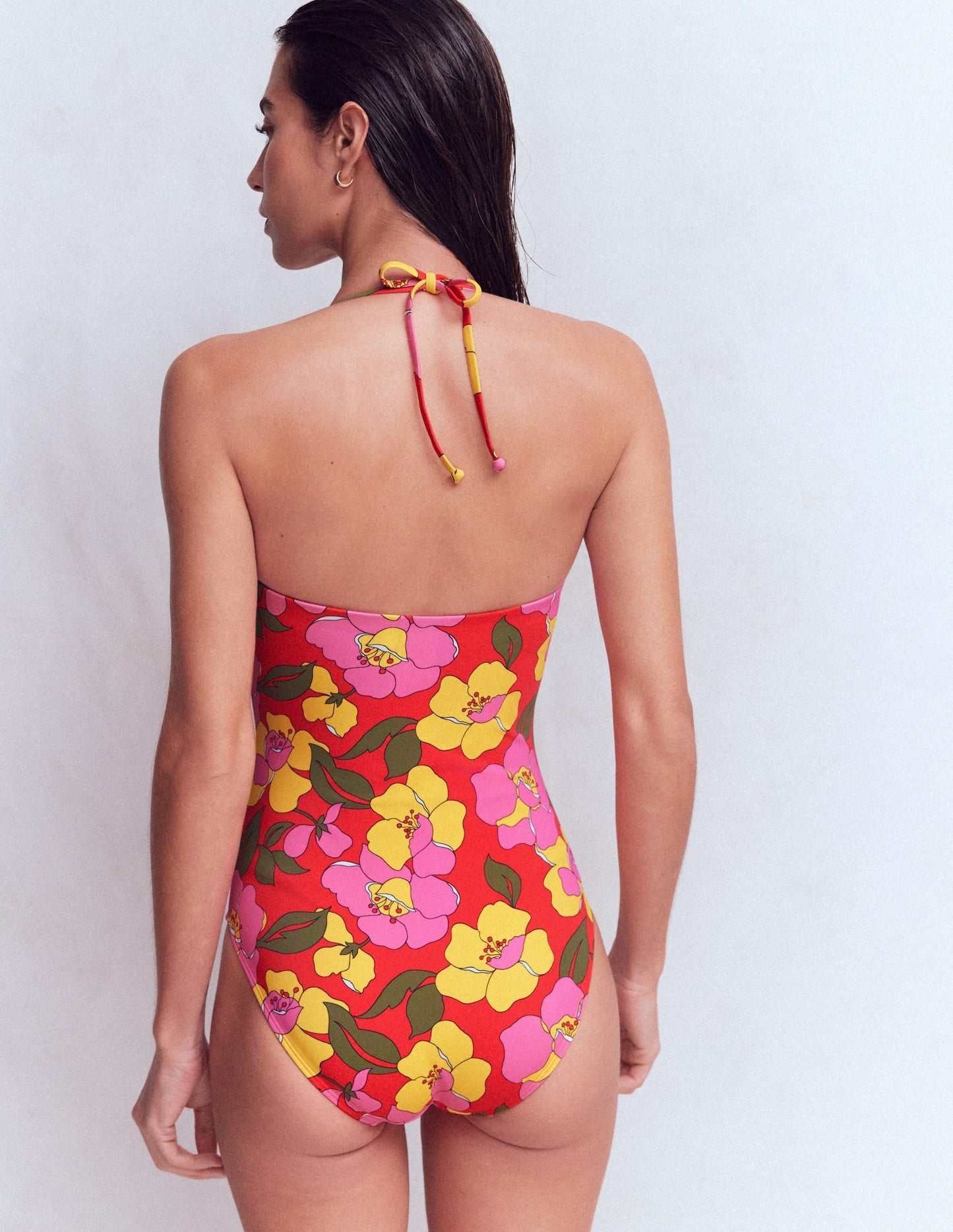 Paros Bandeau Swimsuit-Red, Radiant Bloom