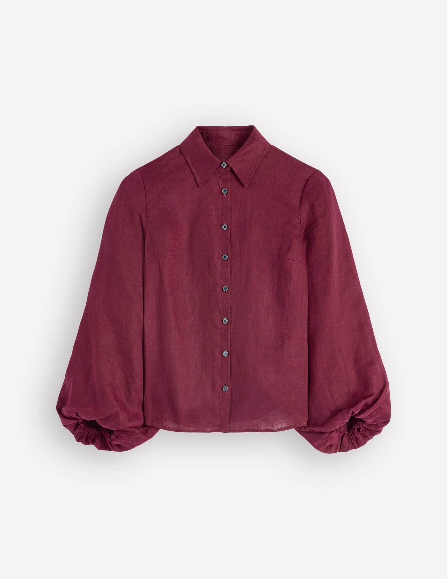Puff Sleeve Linen Shirt-Deep Wisteria