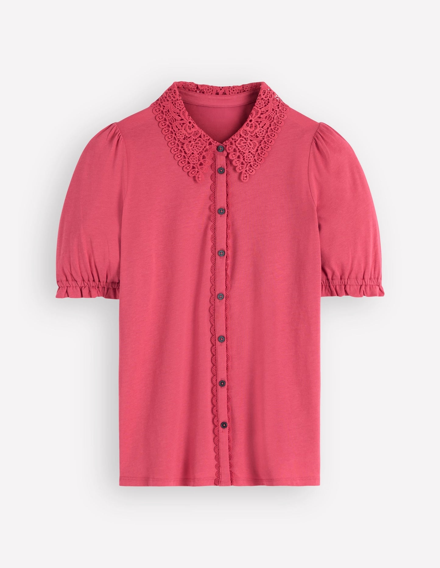 Nessa Broderie Collar Blouse-Cherry Blush