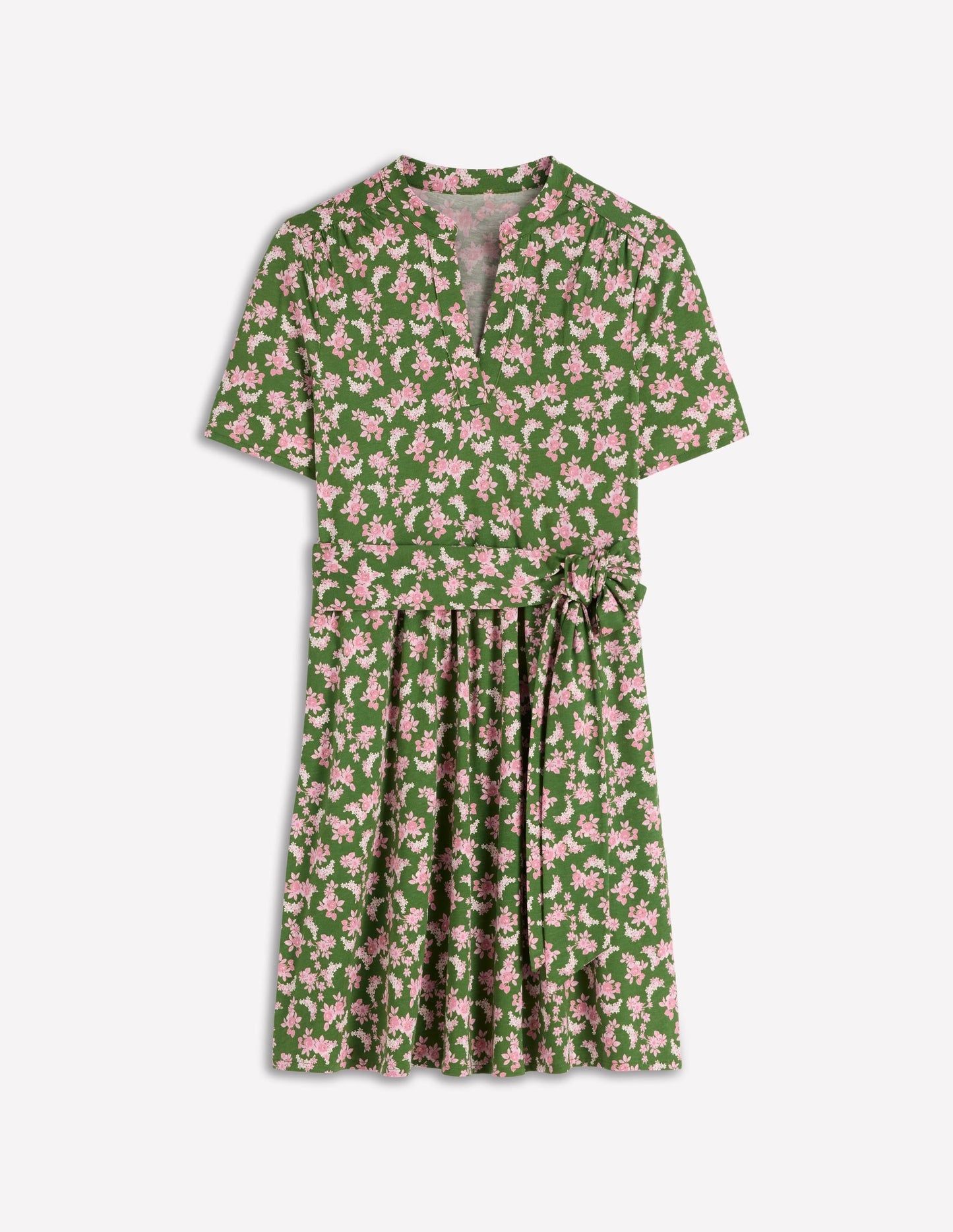 Daisy Flippy Jersey Dress-Promenade Green, Dainty Blooms
