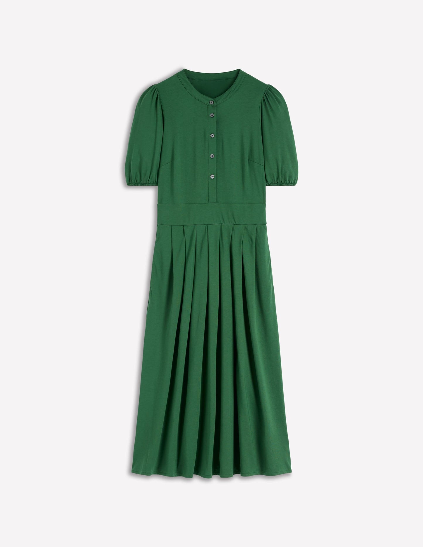 Amber Pleat Jersey Midi Dress-Hunter Green